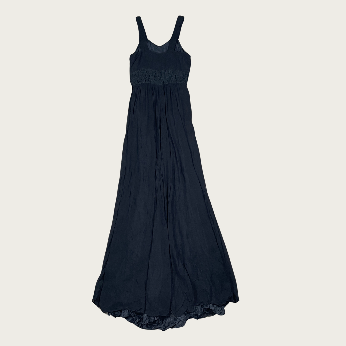 (S) Black Vintage Lace Panel Maxi Dress