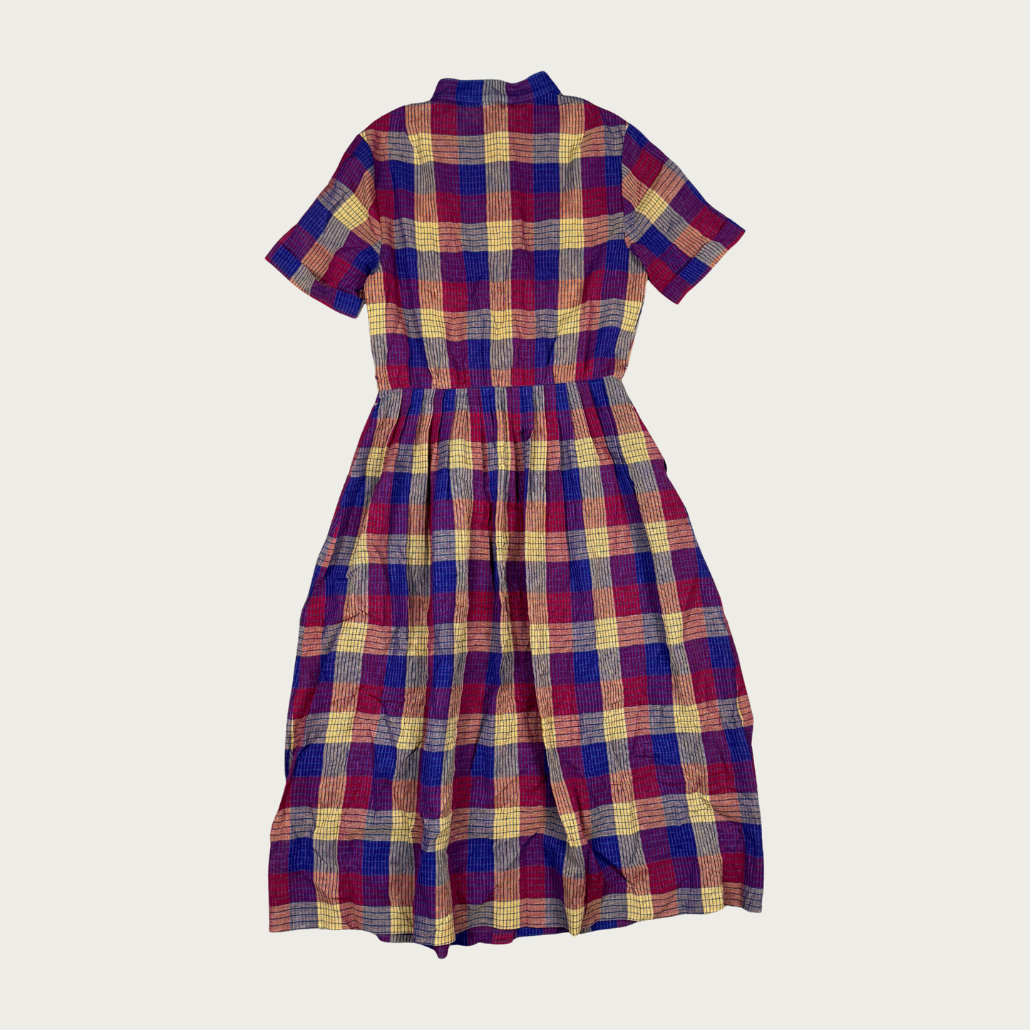 (S) Multicolor Lightweight Plaid Midi Dress