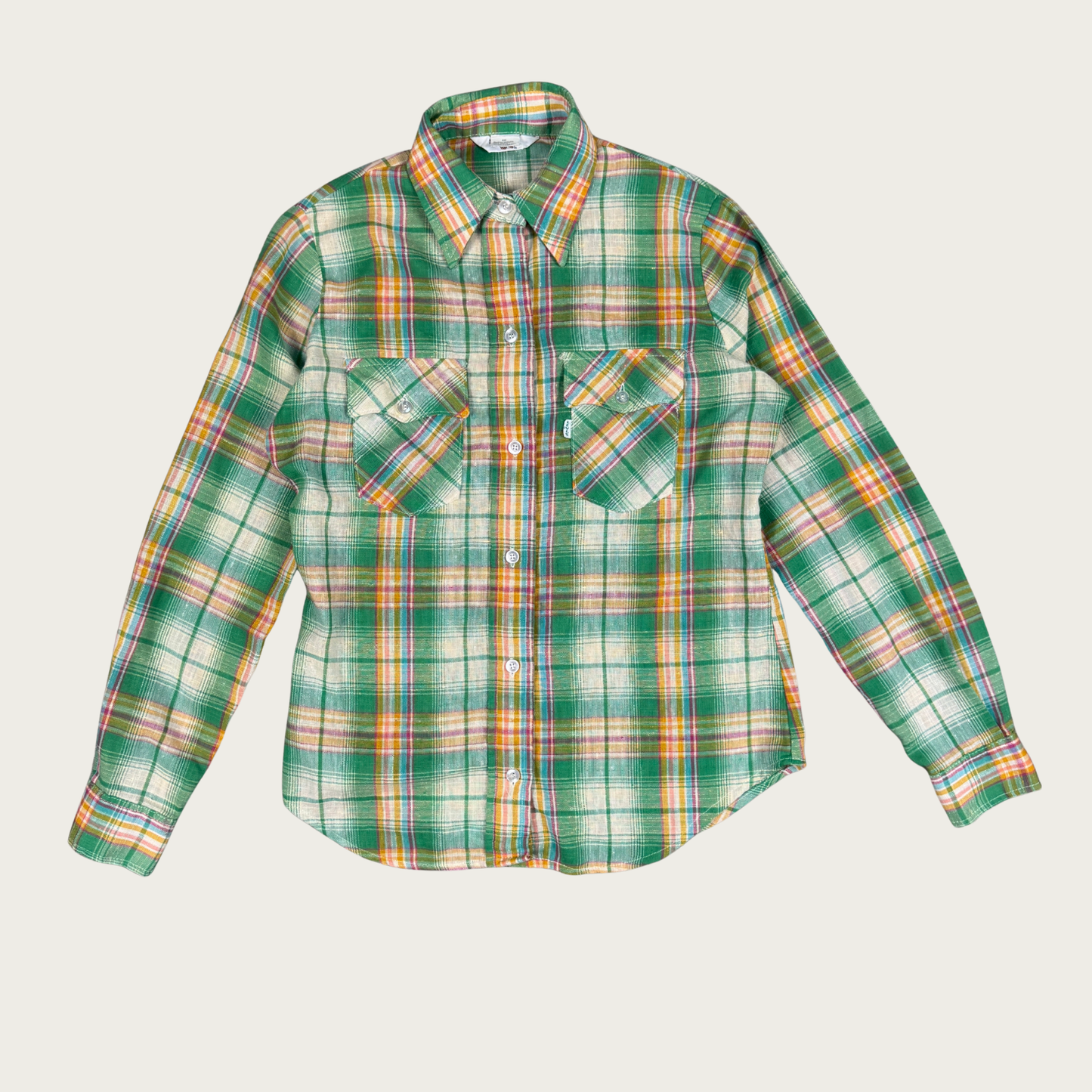 (M) 70s/80s Green Multicolor Plaid Levi's Blouse