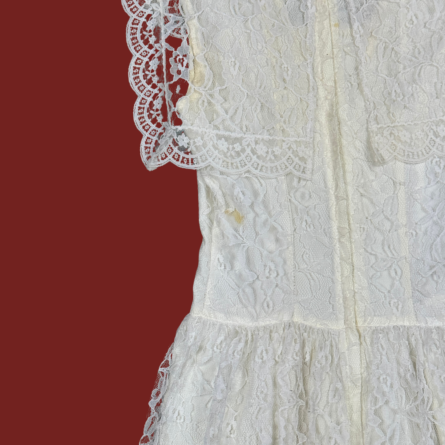 (S) 80s Gunne Sax White Lace Midi Dress