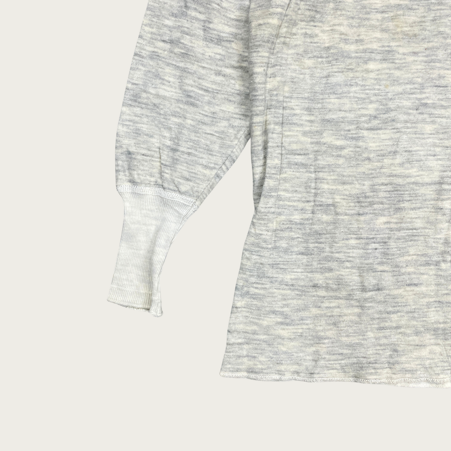 (S/M) 1950s Light Gray Thermal Long Sleeve Tee