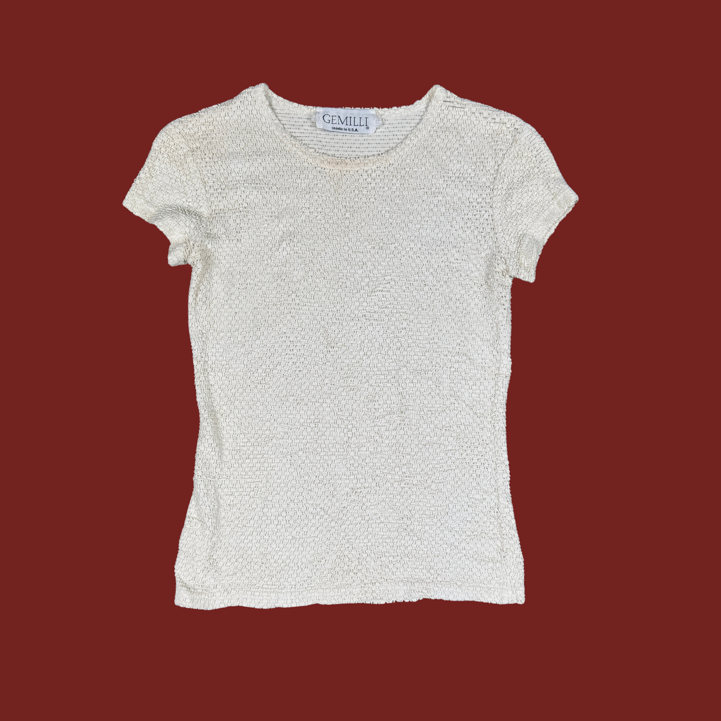 (S) 90s Cream Textured Baby Tee