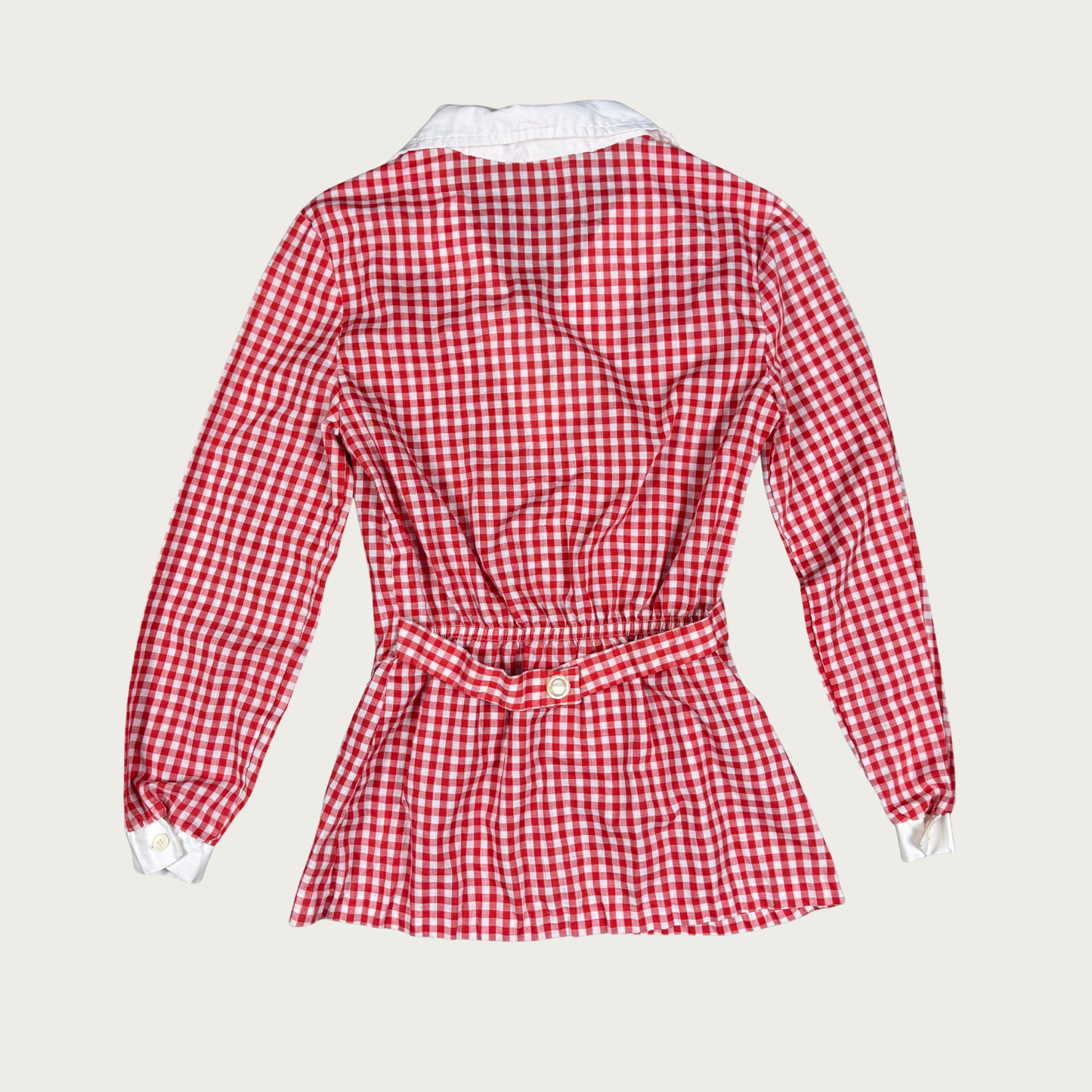 (S/M) 70s Red Gingham Mini Dress/Tunic