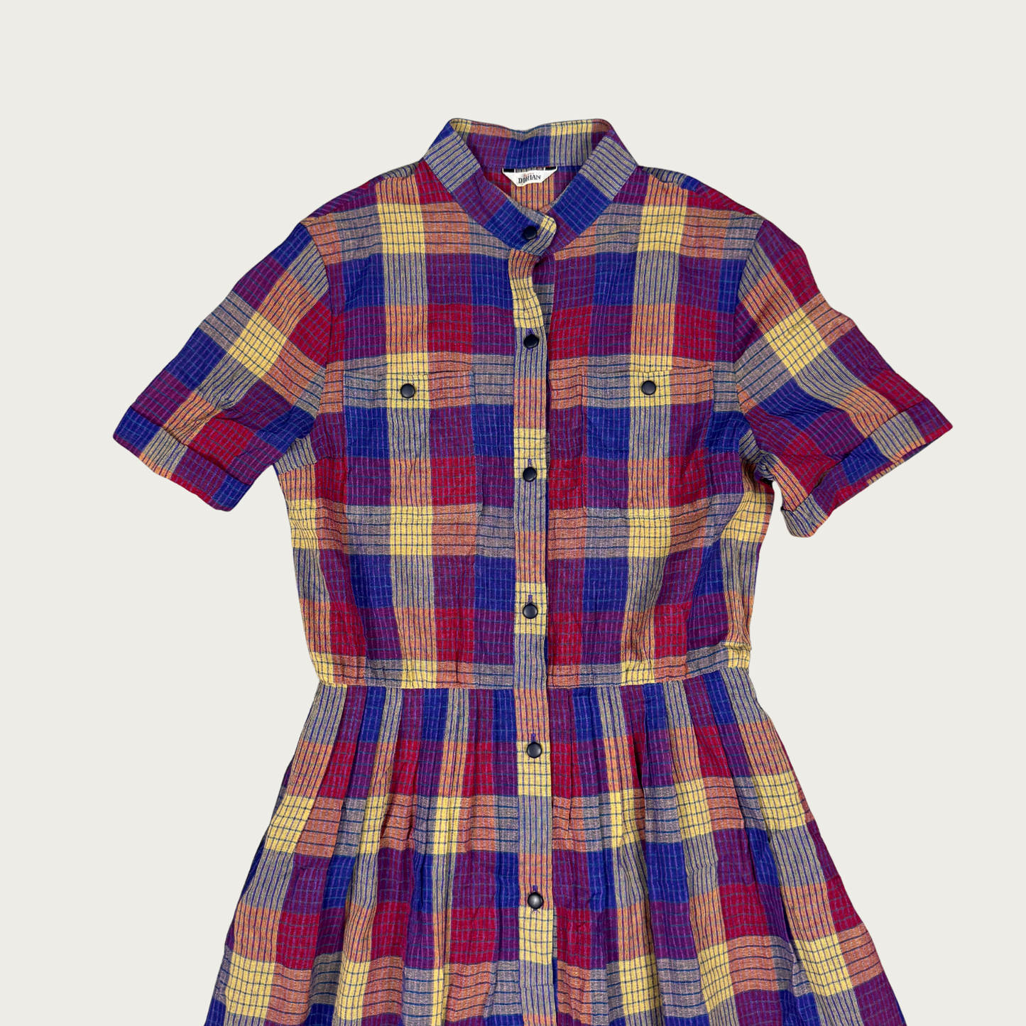 (S) Multicolor Lightweight Plaid Midi Dress