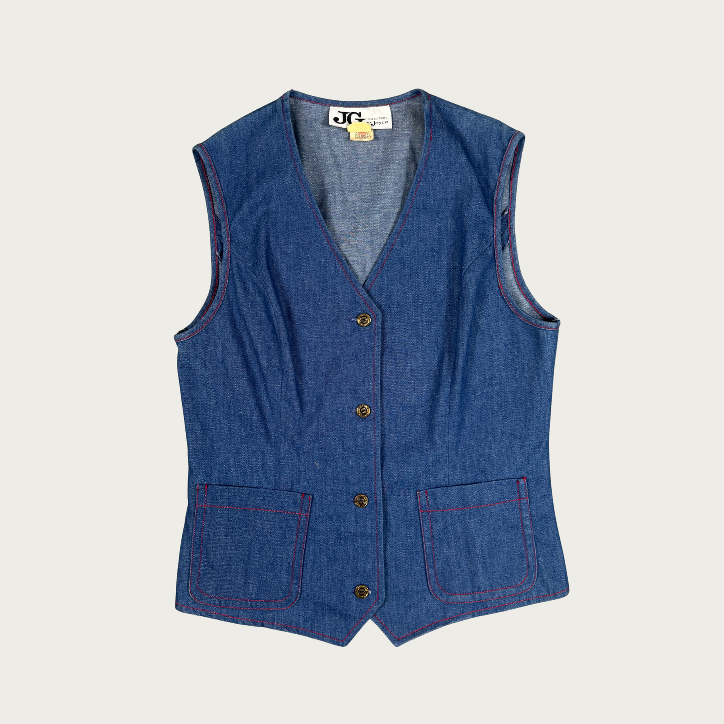 (S/M) 70s Contrast Stitch Denim Vest
