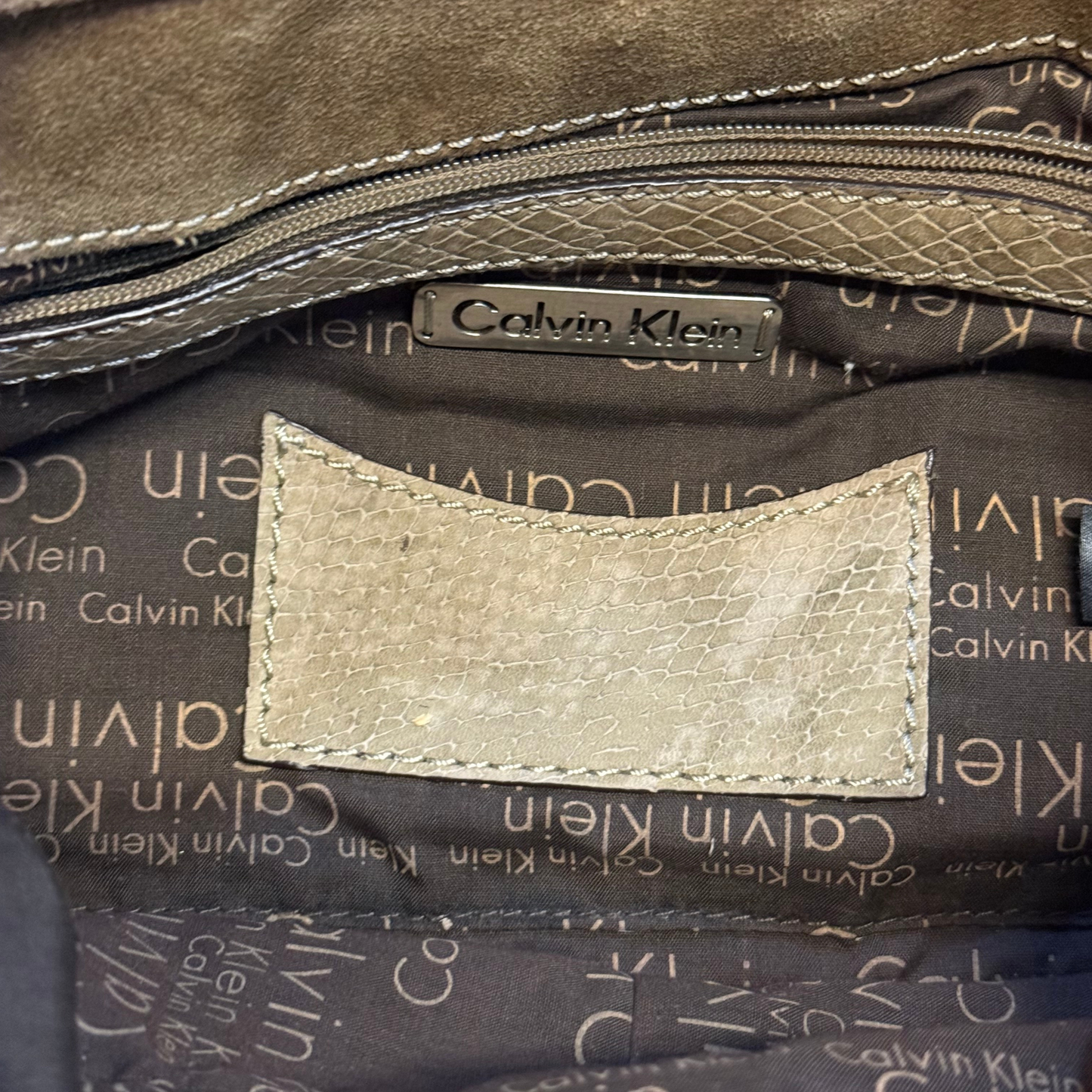 Calvin Klein Snakeskin Embossed Leather Bag