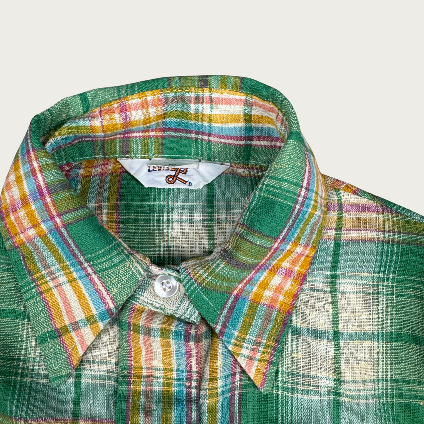 (M) 70s/80s Green Multicolor Plaid Levi's Blouse