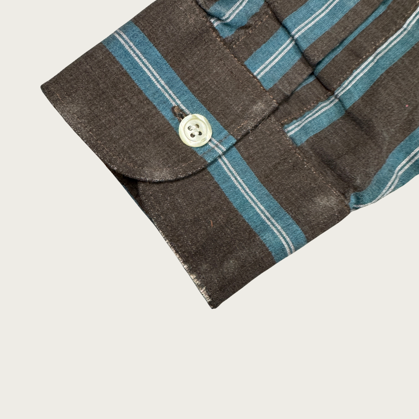 (L) 70s/80s Gray/Teal Pinstripe Shirt
