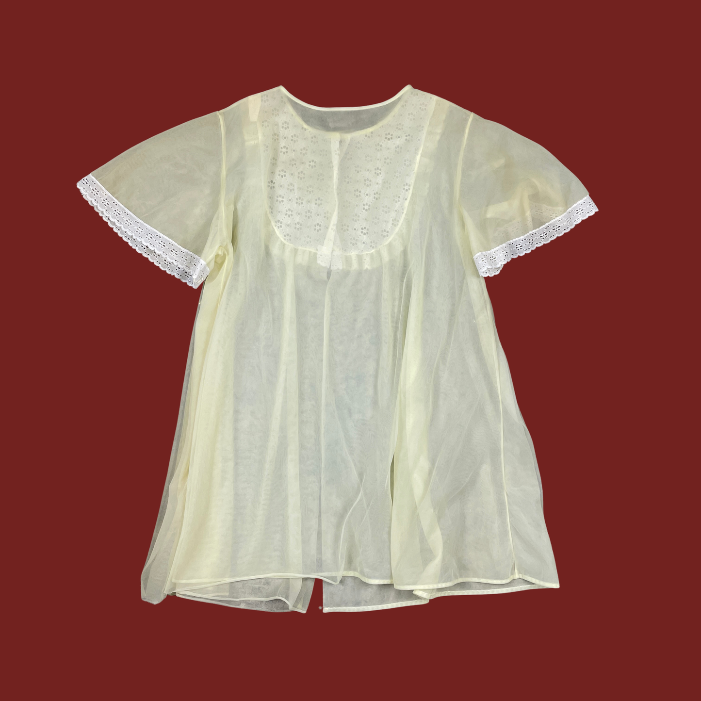 (M/L) 1960s Pastel Yellow Peignoir Set
