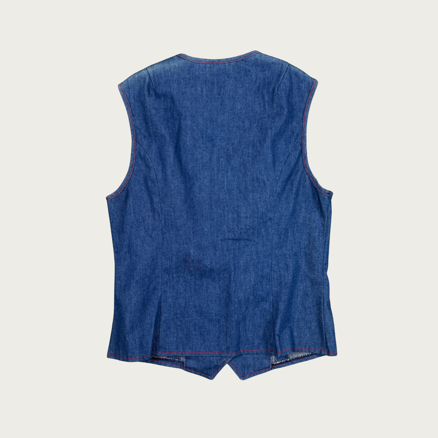 (S/M) 70s Contrast Stitch Denim Vest