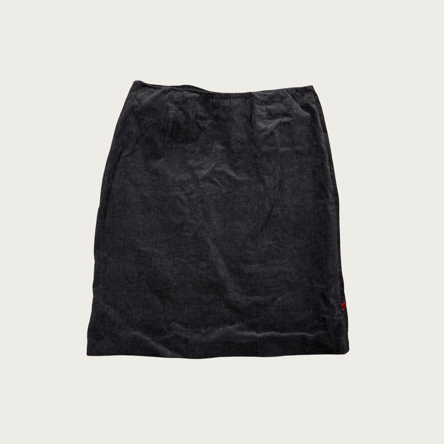 (32") Black/Red Floral Corduroy Midi Skirt