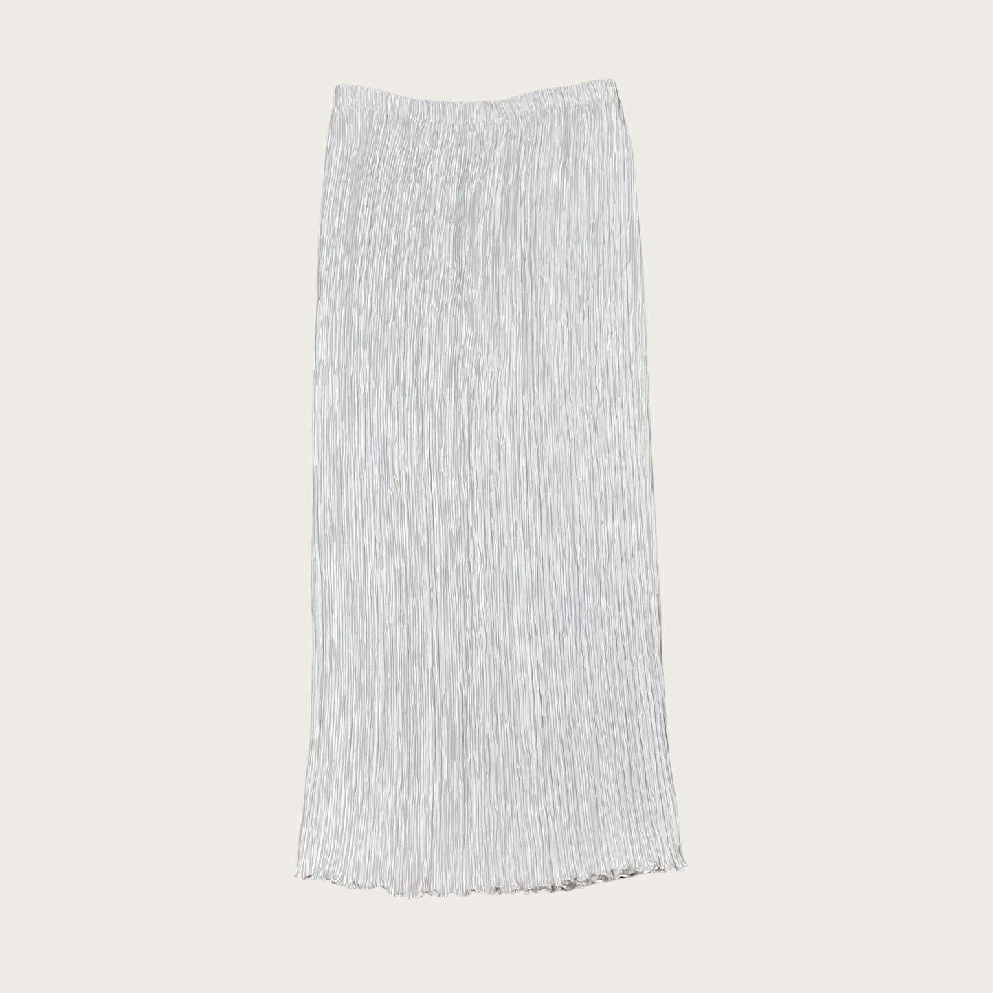 (L) White Pleated Georgette Maxi Skirt