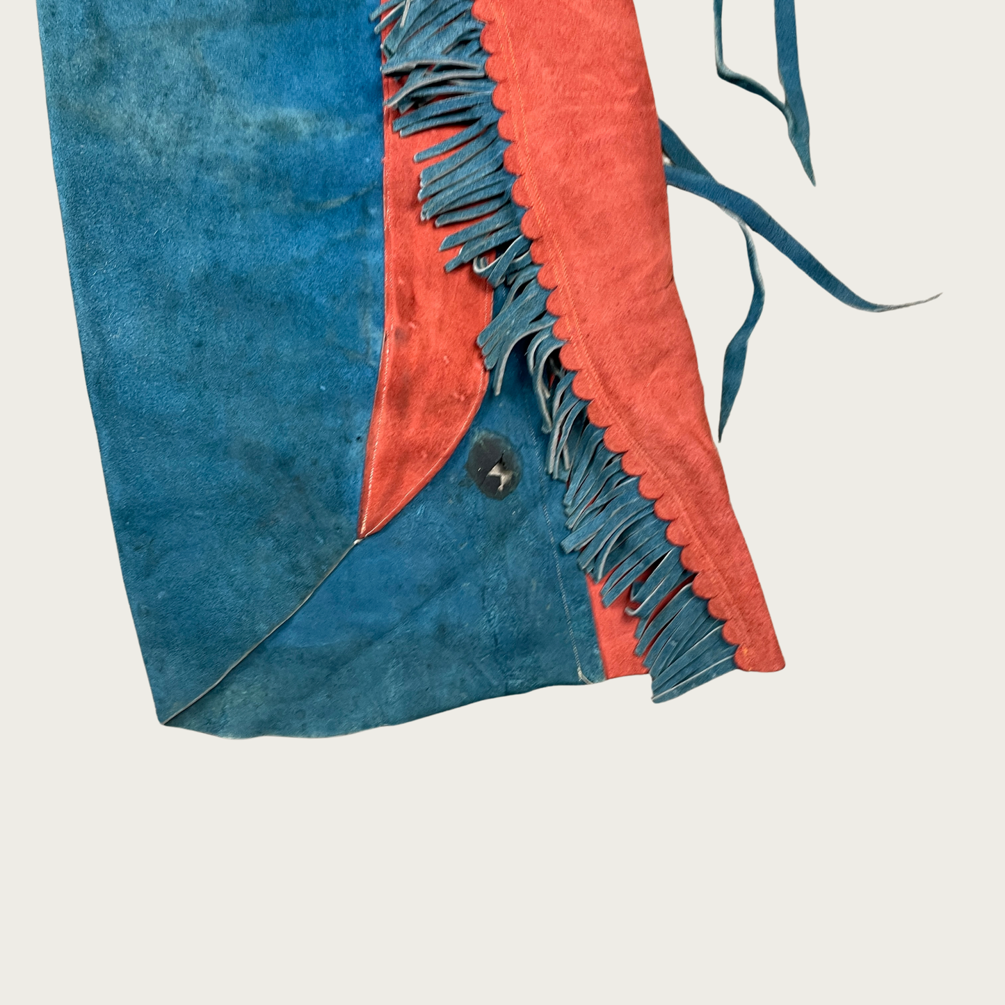 (XS/S) Genuine Suede Teal and Orange Western Vest and Chaps Set