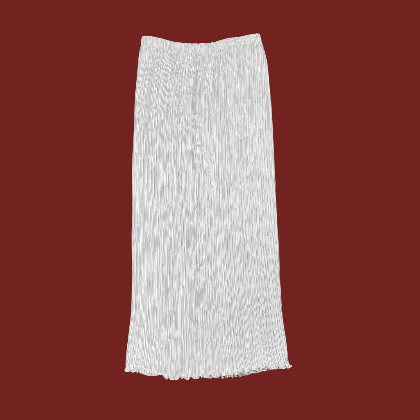 (L) White Pleated Georgette Maxi Skirt