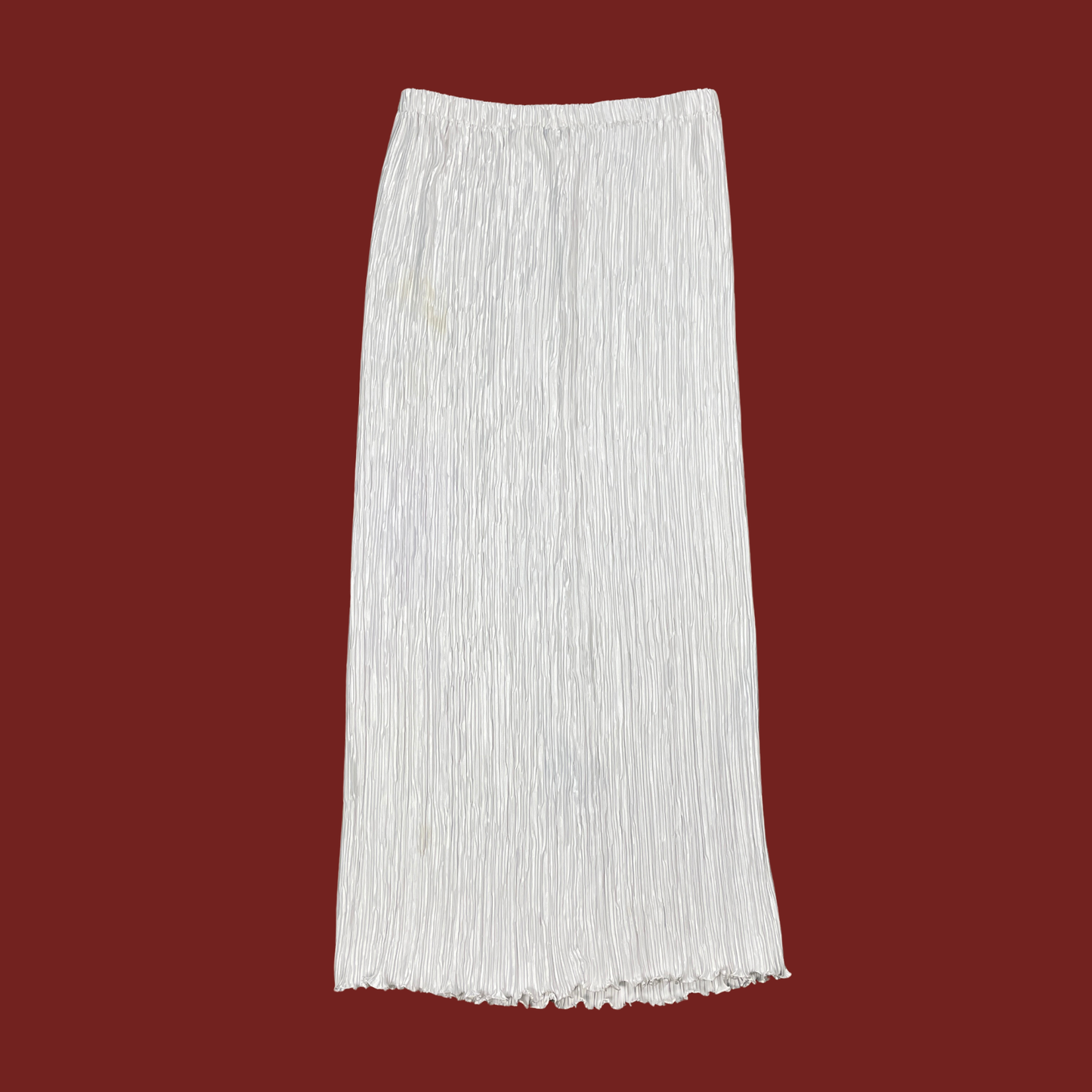 (L) White Pleated Georgette Maxi Skirt