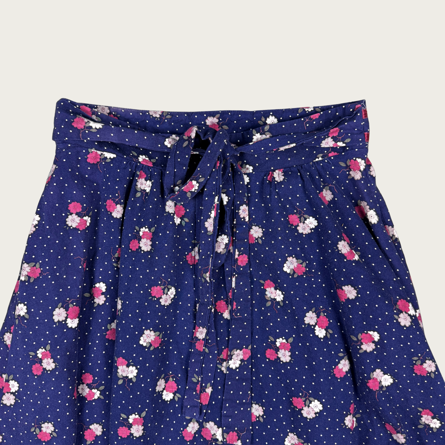 (28") 70s Gunne Sax Navy/Magenta Floral Skirt