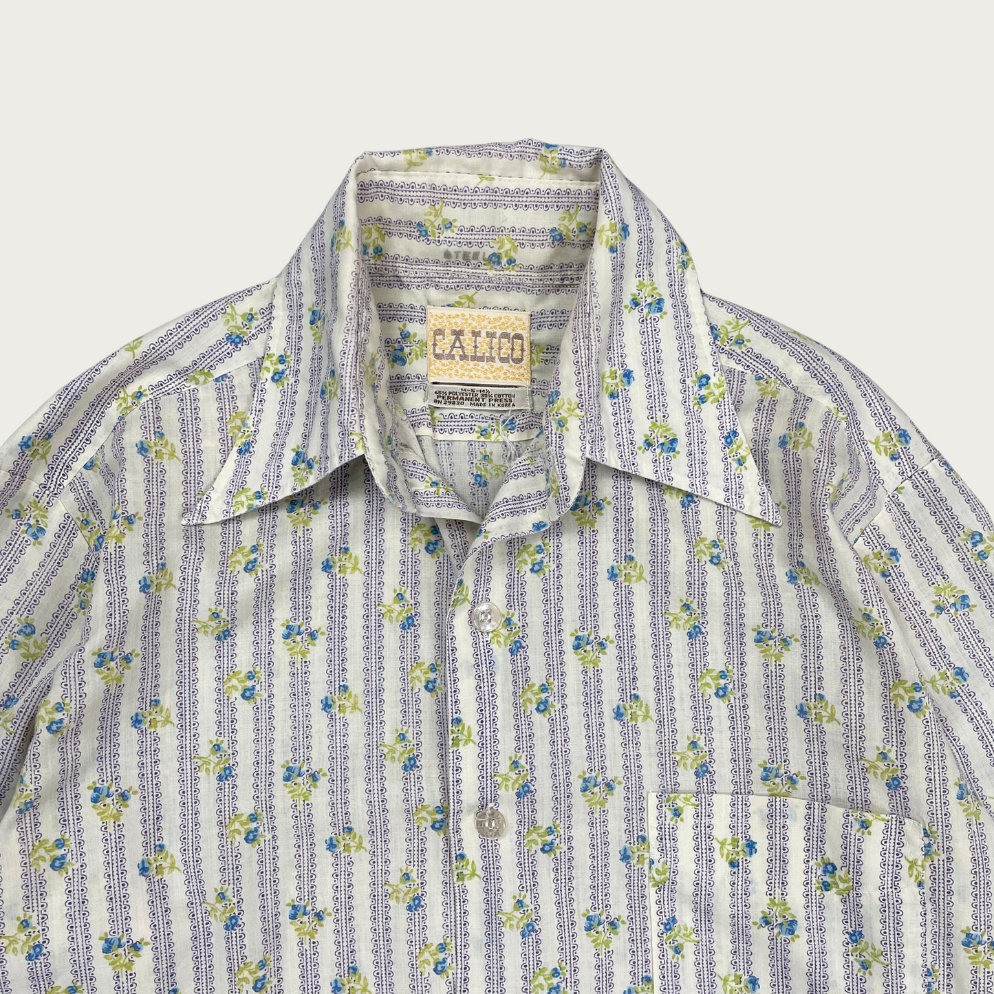(M/L) Lavender Striped Floral Button Up Top