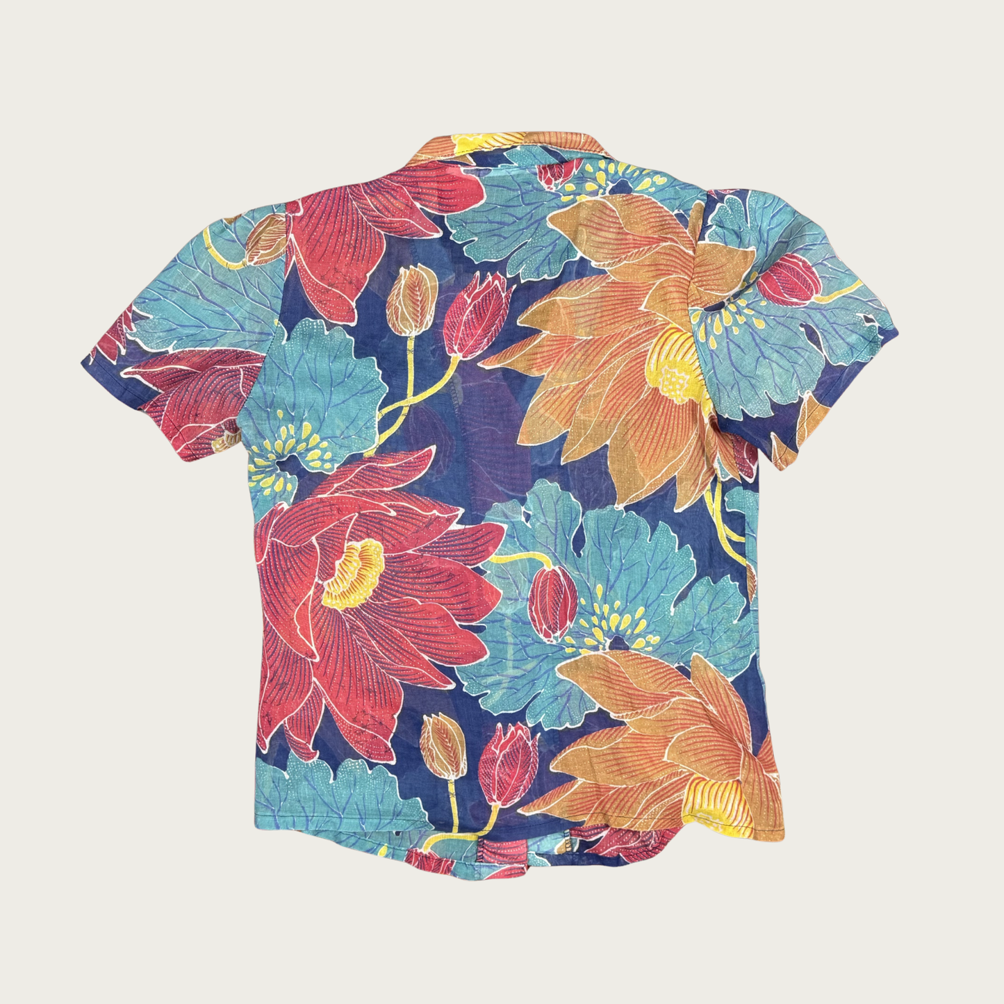 (M) 70s Sheer Floral Blouse
