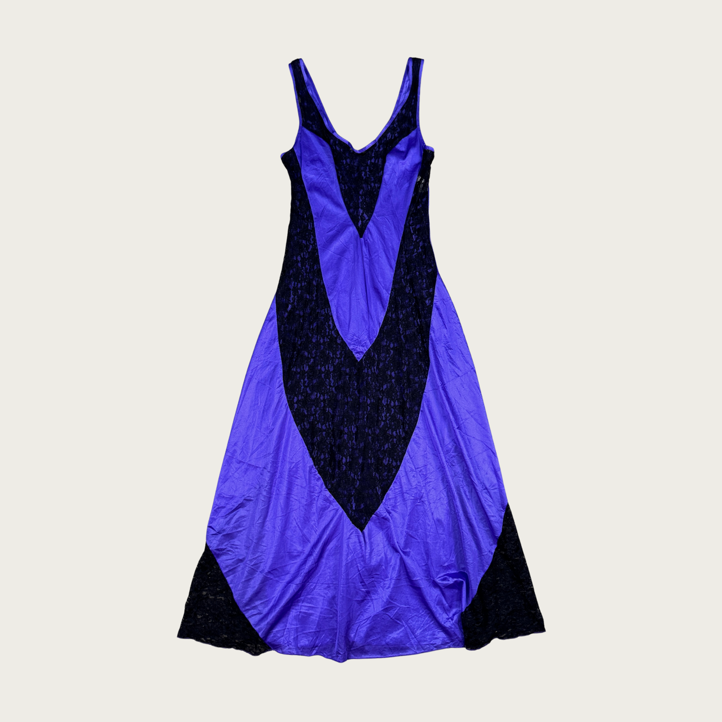 (L) 80s/90s Purple/Black Lace Maxi Slip Dress