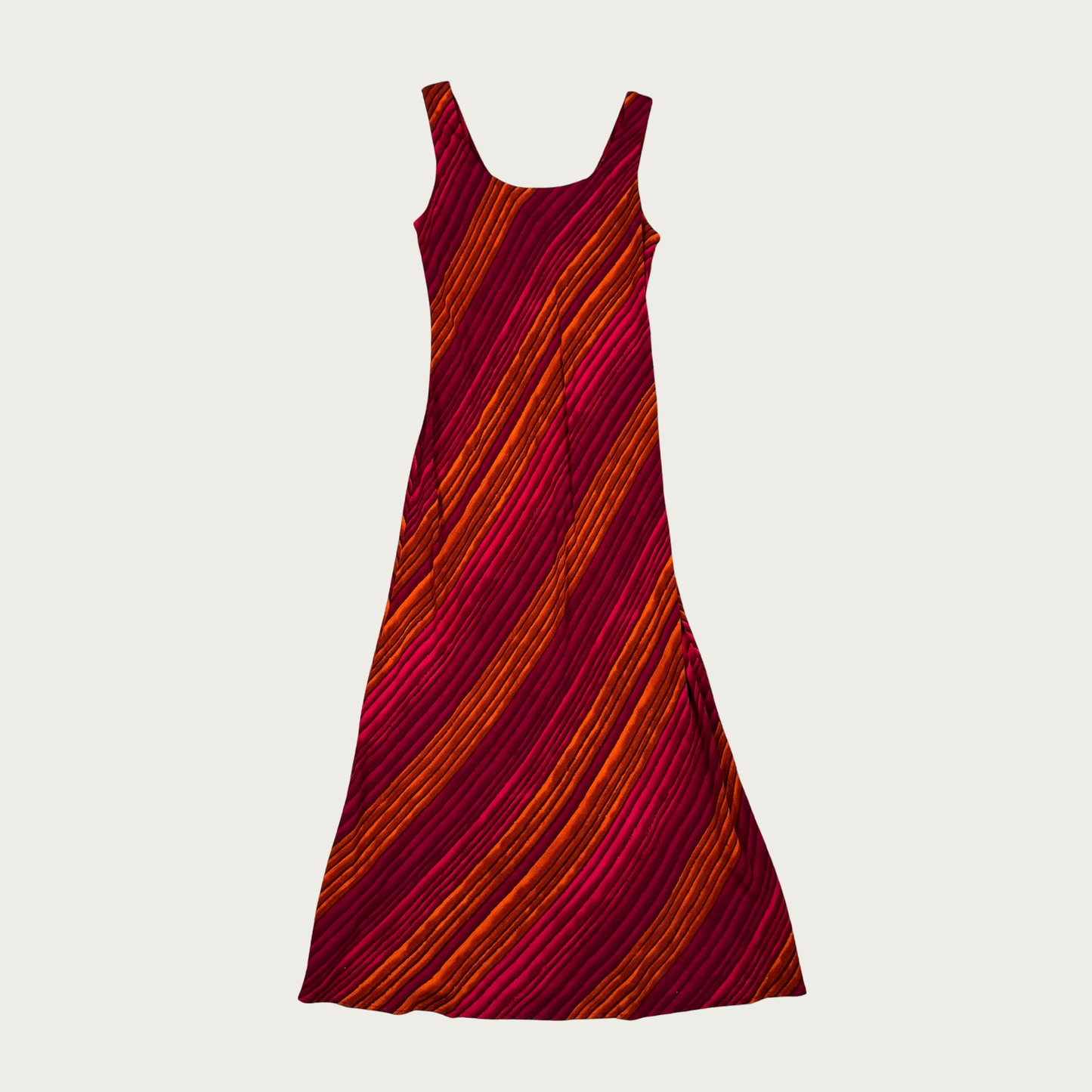 (M) 90s Magenta Striped Midi Dress