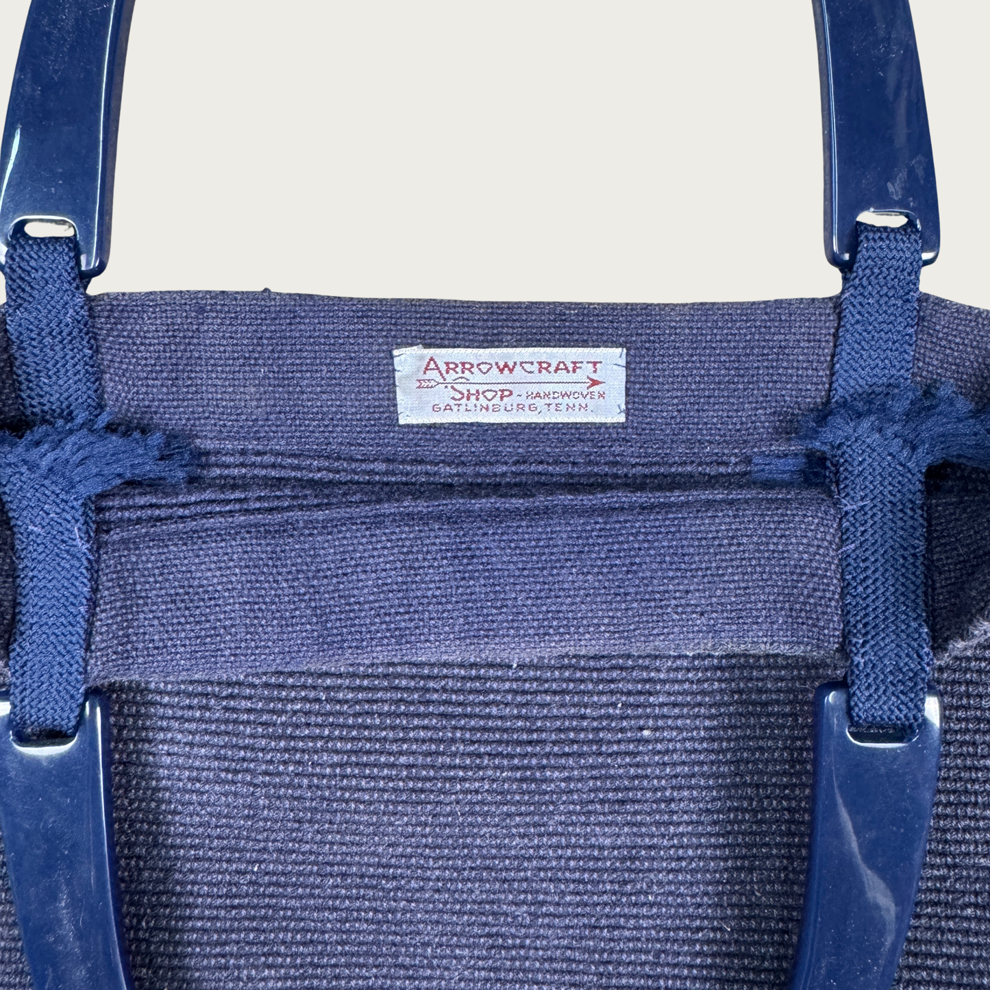 60s Arrowcraft Navy Blue Woven Handbag