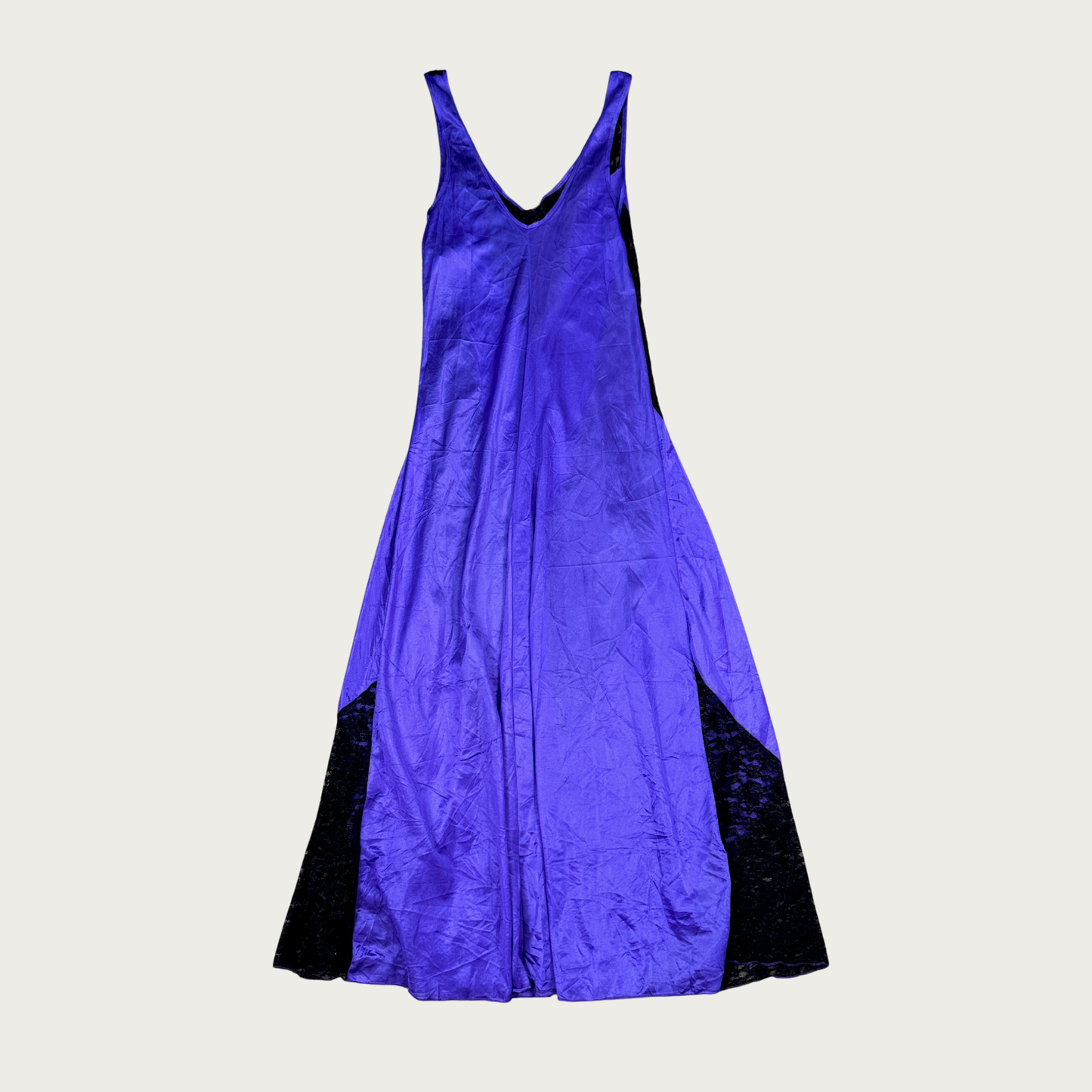 (L) 80s/90s Purple/Black Lace Maxi Slip Dress