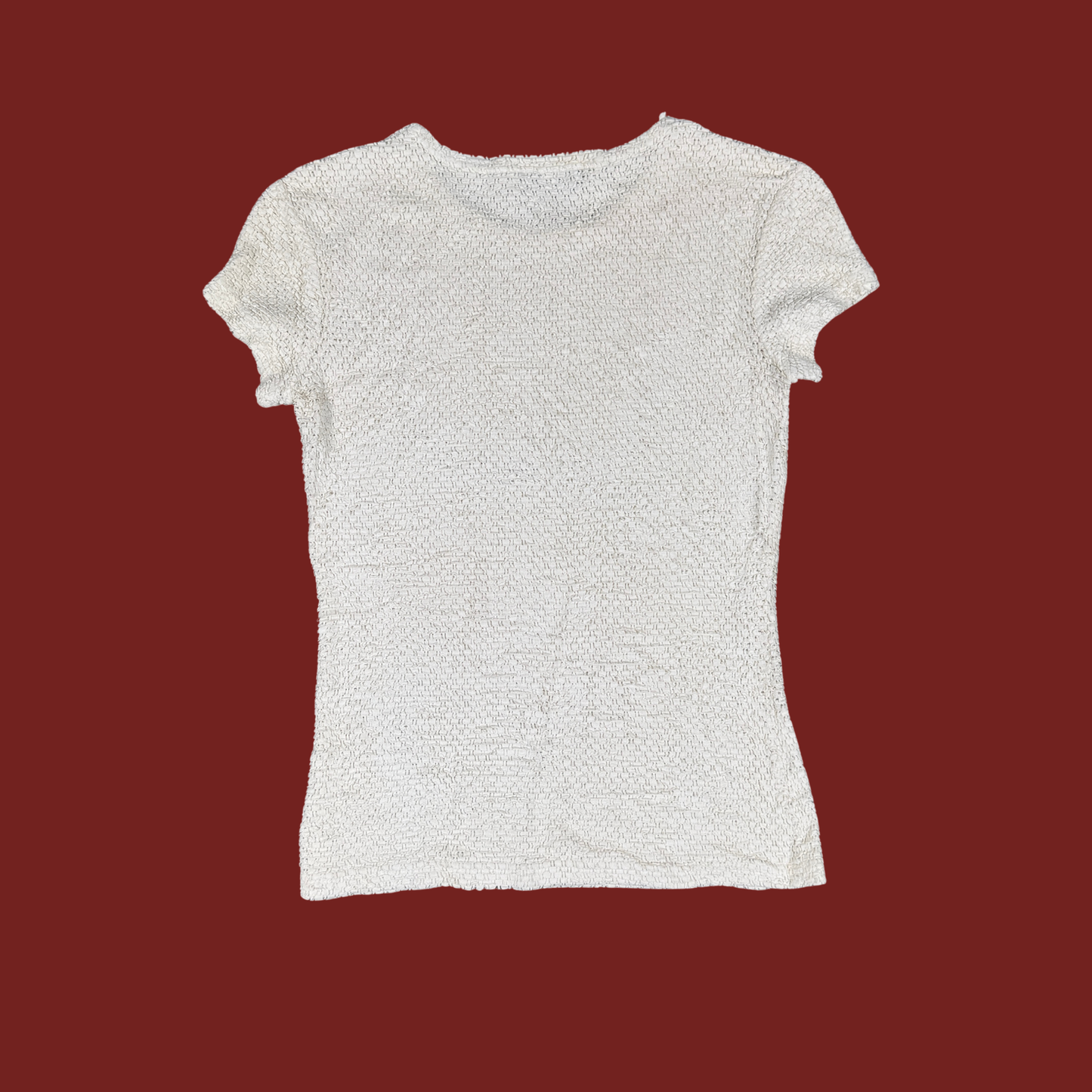 (S) 90s Cream Textured Baby Tee