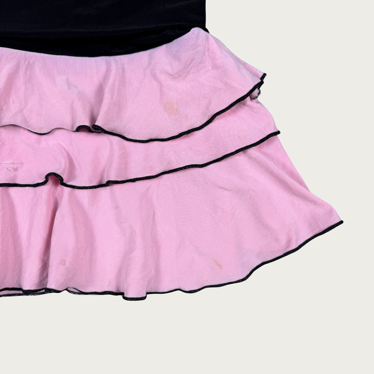 (S) Y2K Pink/Black Ruffle Mini Skirt