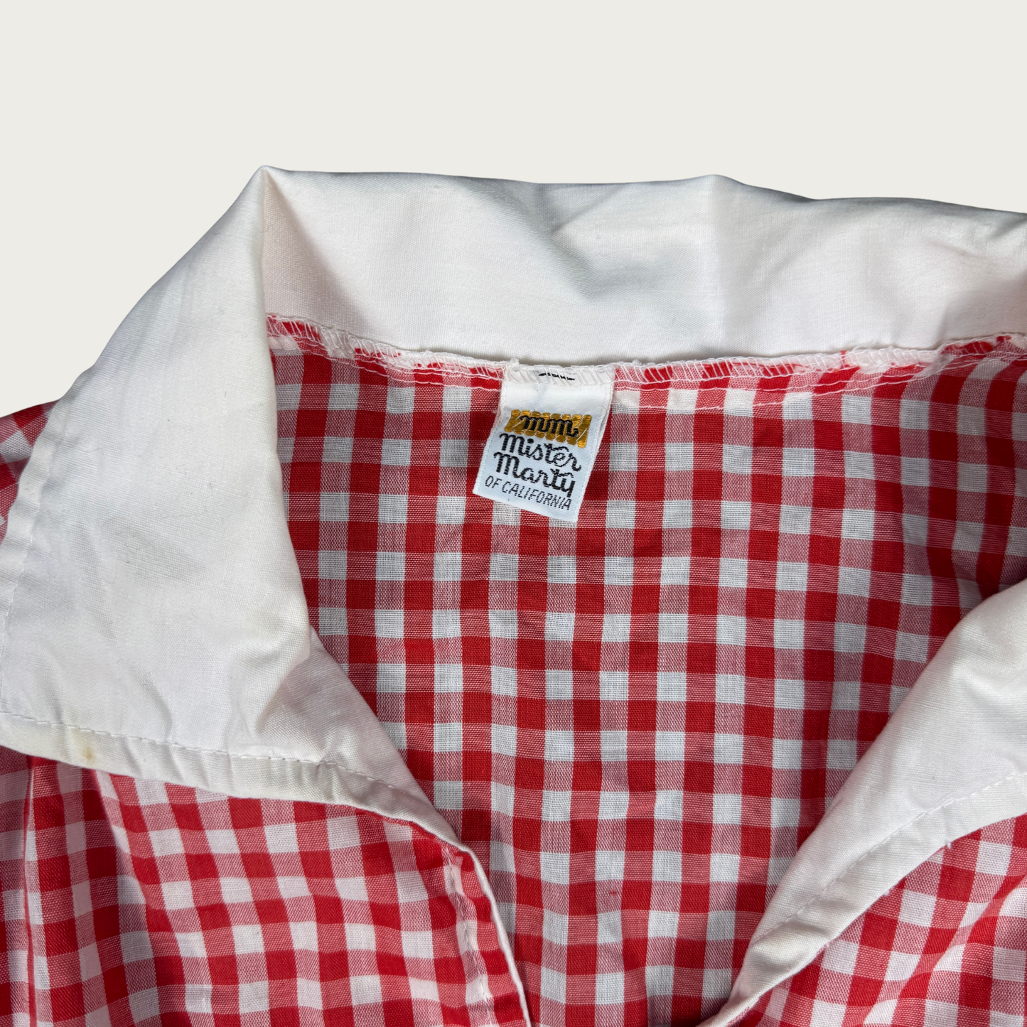 (S/M) 70s Red Gingham Mini Dress/Tunic
