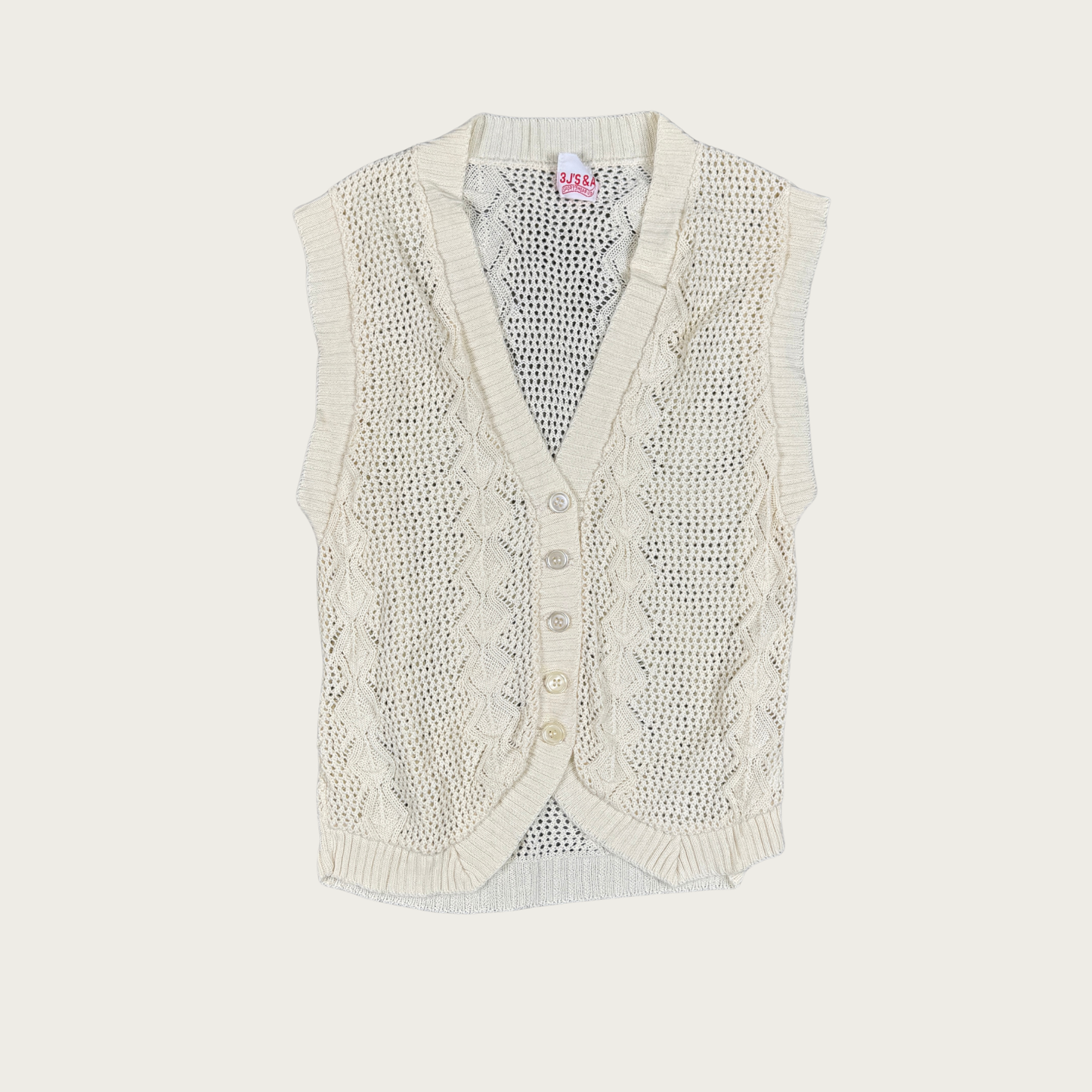 (XS/S) 70s/80s Cream Knit Vest Top