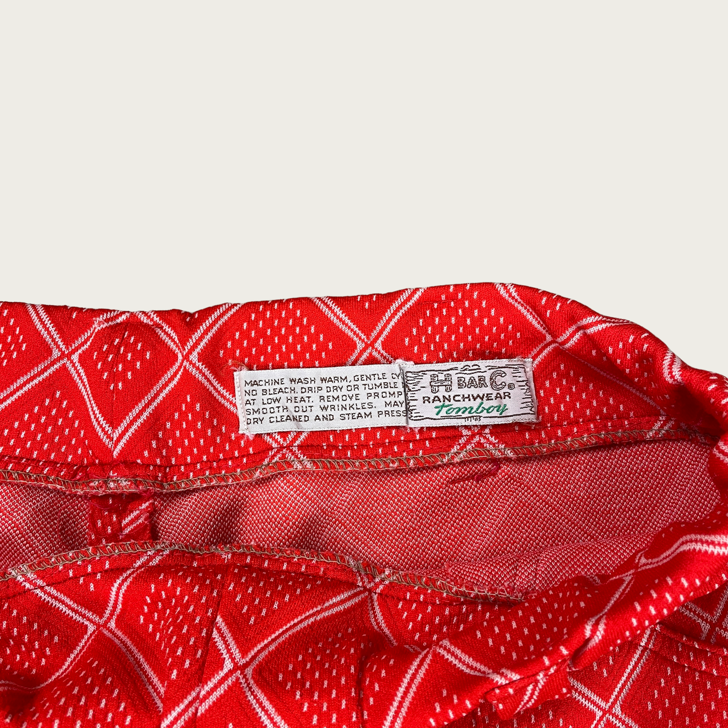 (30") 70s Red Orange Diamond Pattern Flares