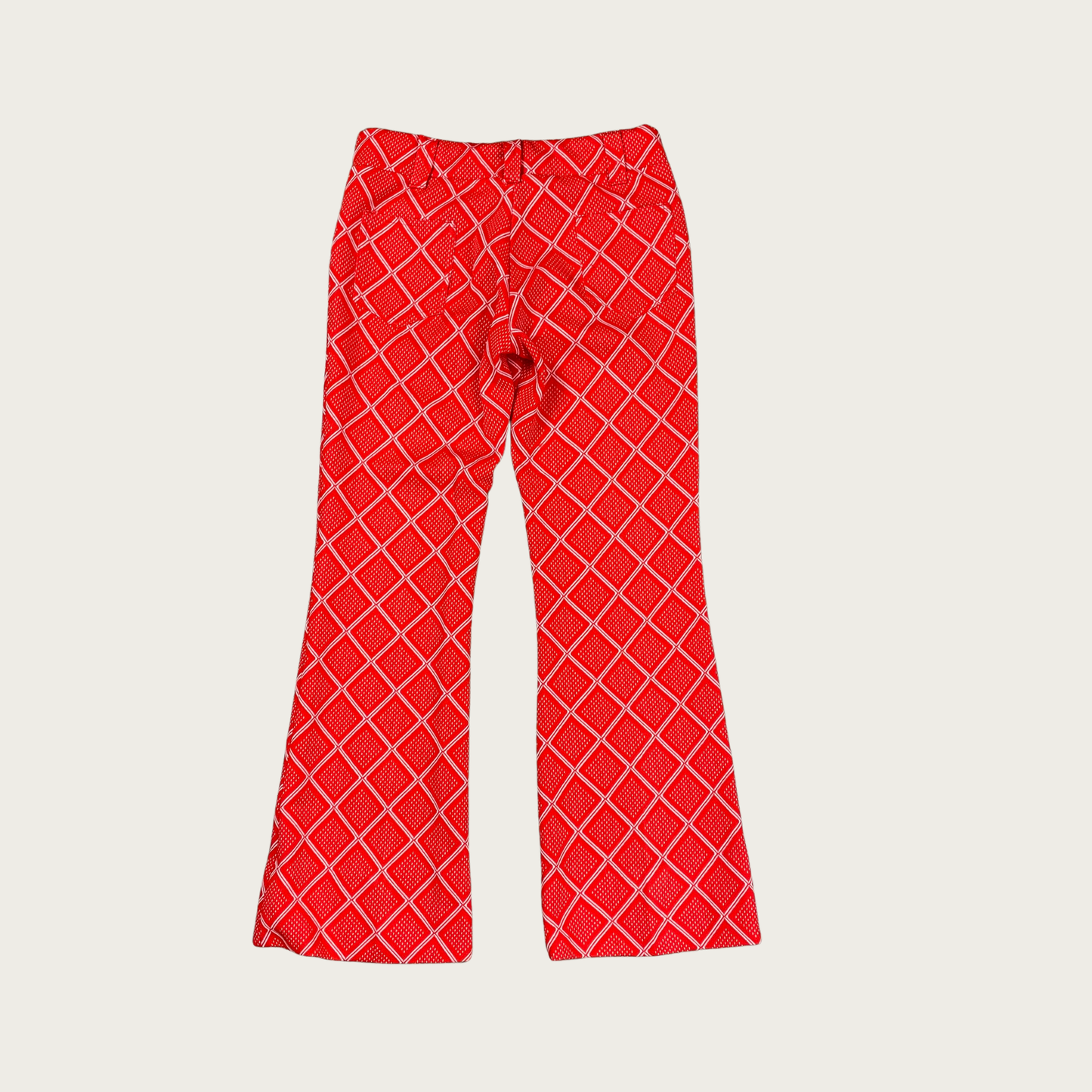 (30") 70s Red Orange Diamond Pattern Flares