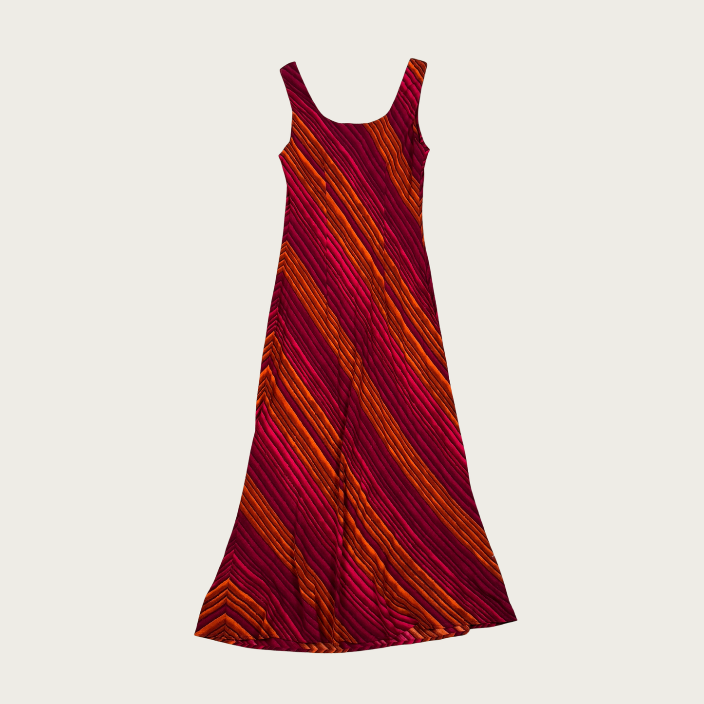 (M) 90s Magenta Striped Midi Dress