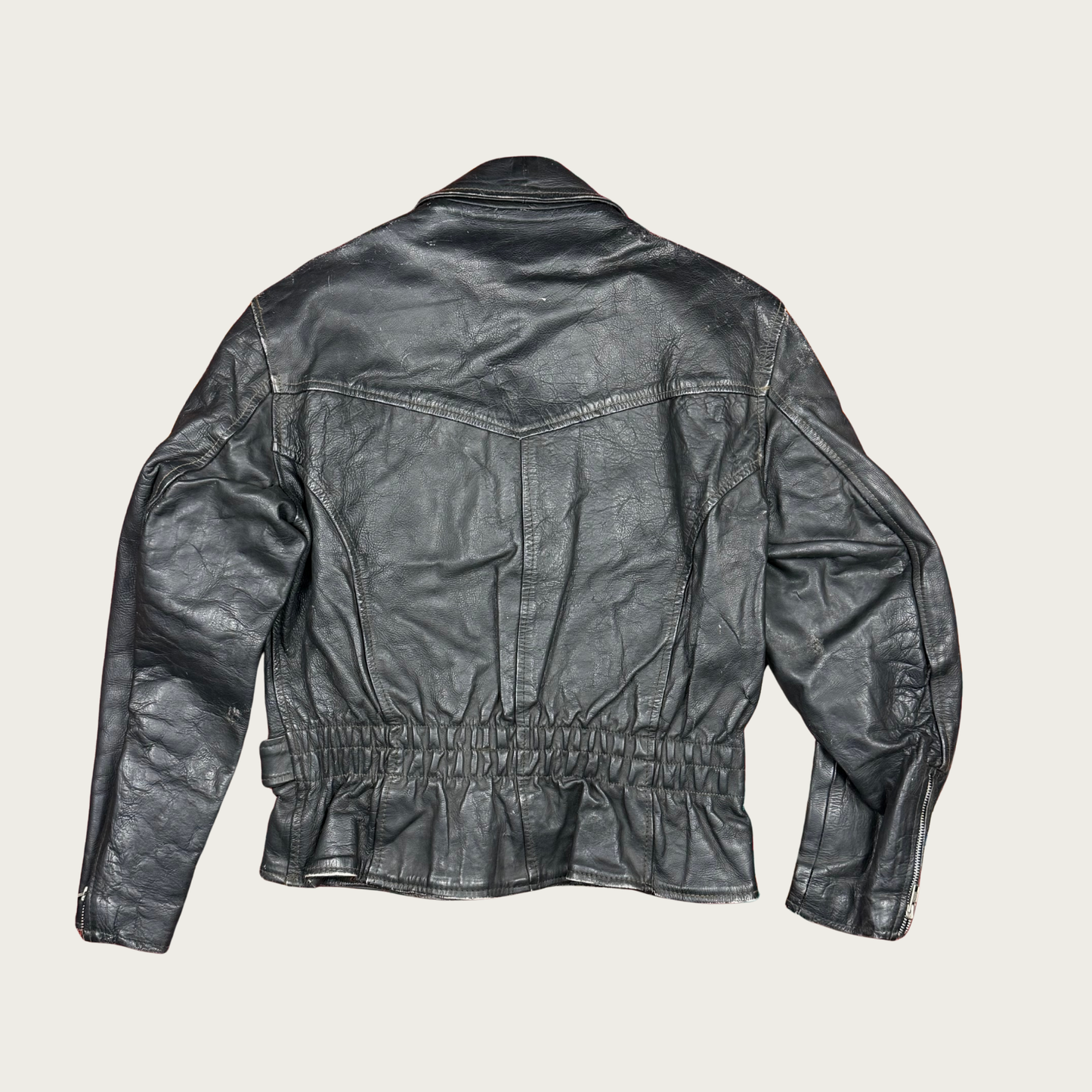 (S) Black Leather Moto Jacket