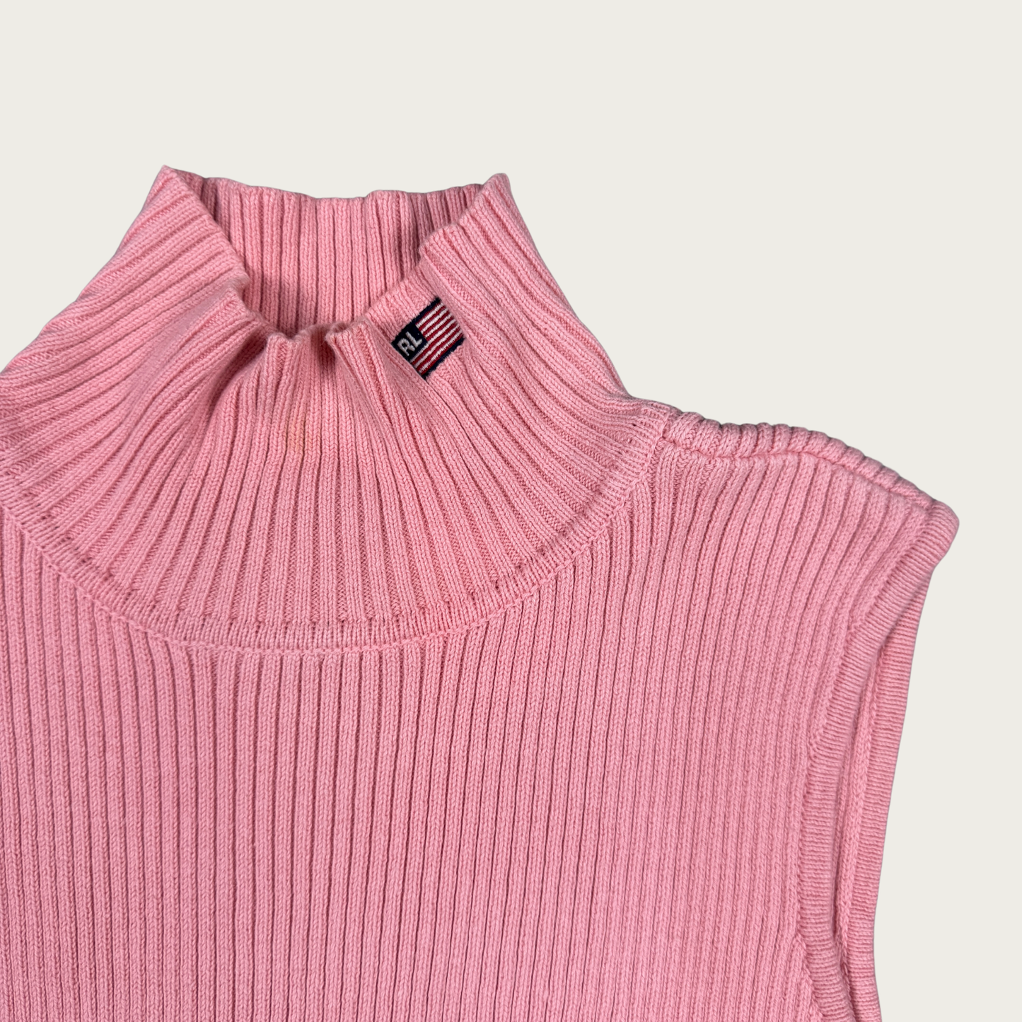(L) Ralph Lauren Pink Knit High Neck Top