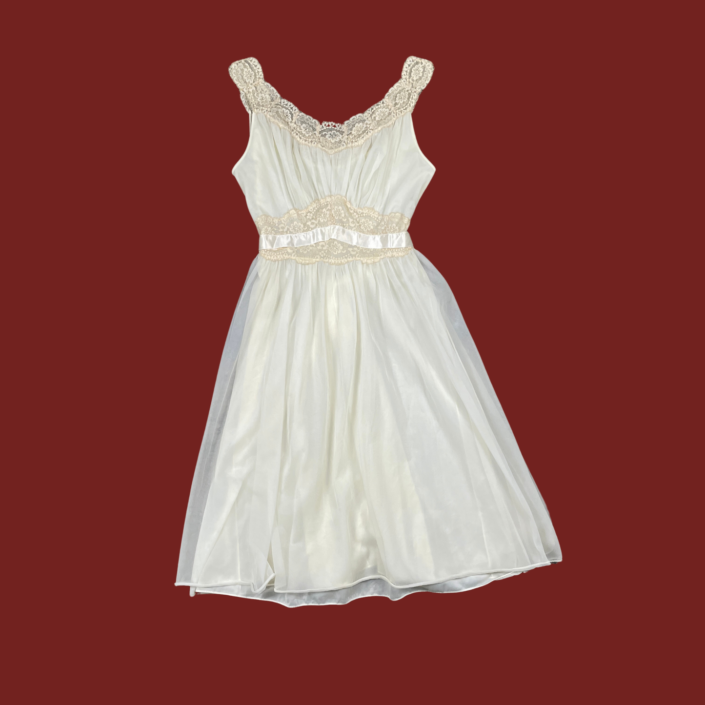 (S) 60s Vanity Fair Cream Slip Dress