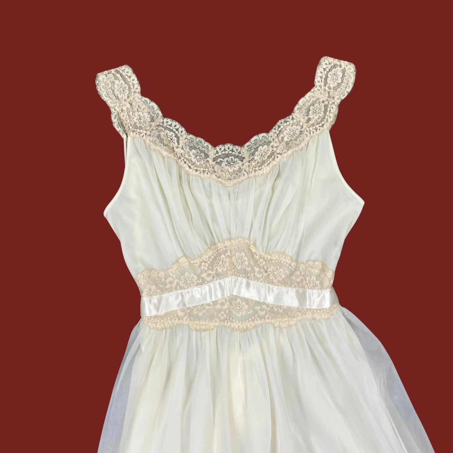 (S) 60s Vanity Fair Cream Slip Dress