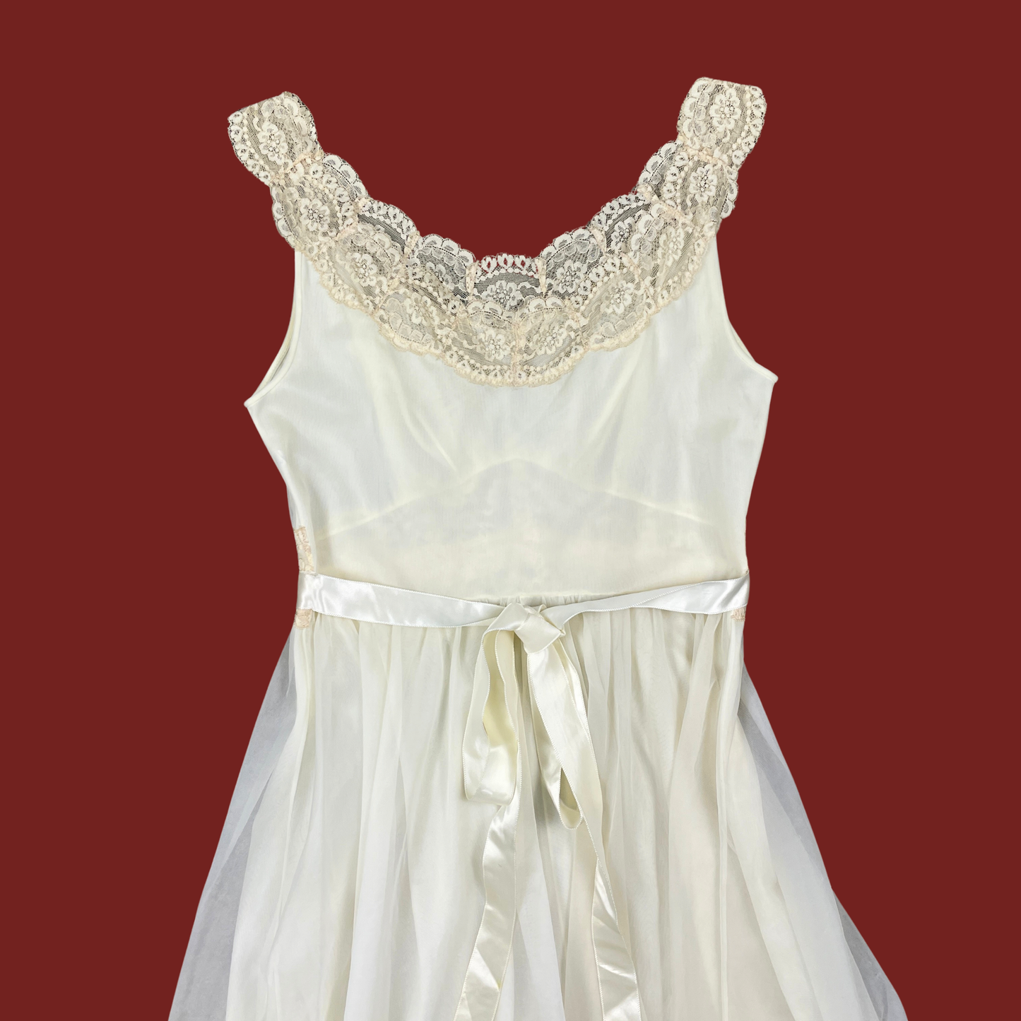(S) 60s Vanity Fair Cream Slip Dress