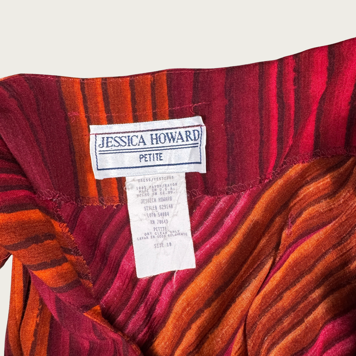 (M) 90s Magenta Striped Midi Dress