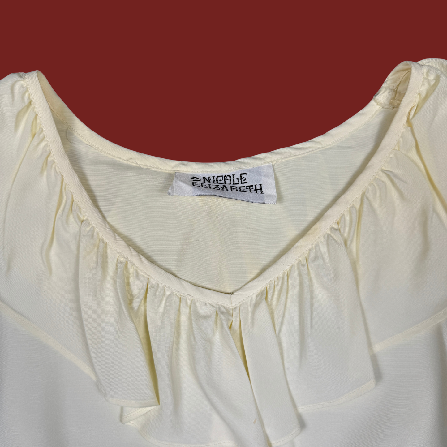(M) 80s/90s Cream Ruffle Blouse