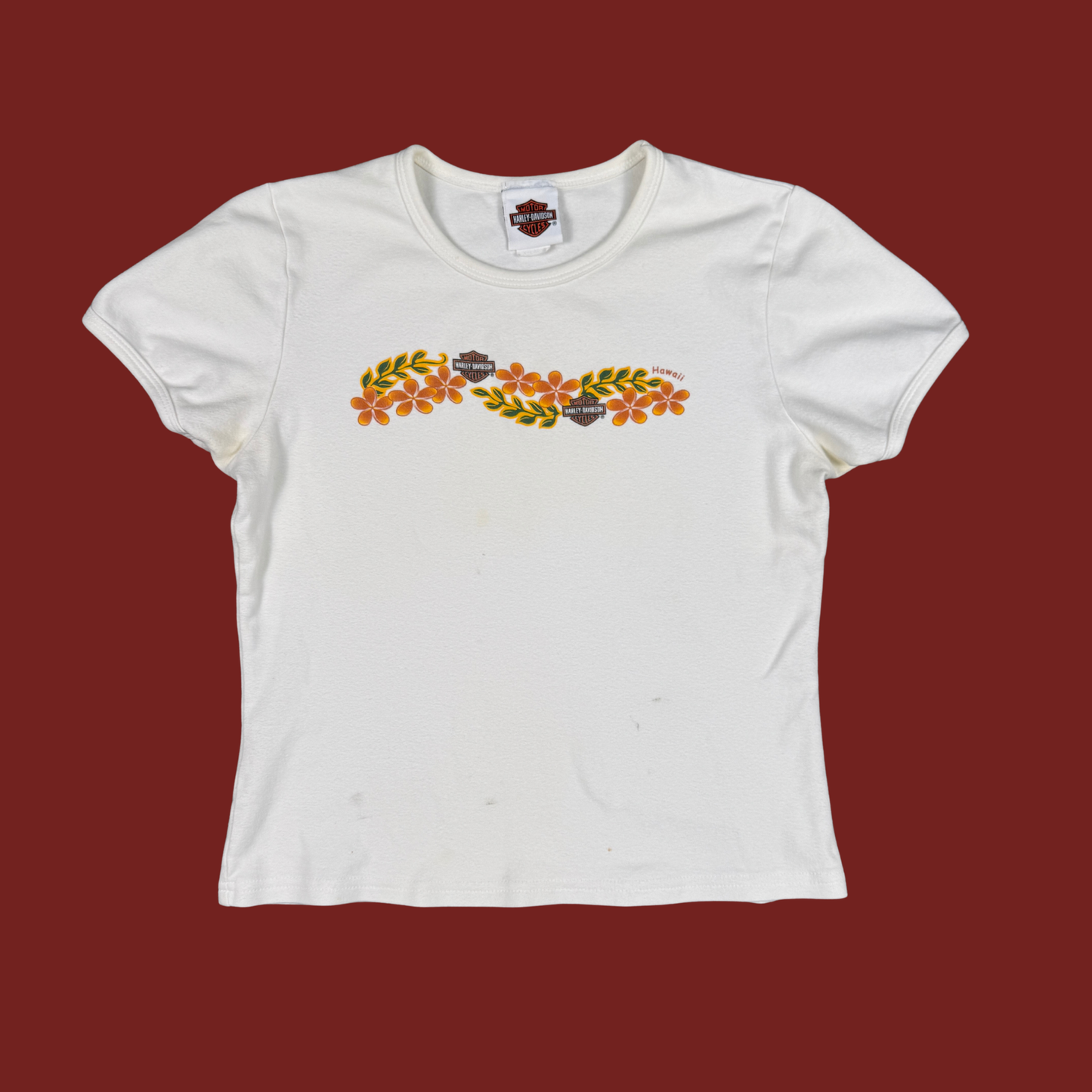 (L/XL) 90s Harley Davidson Hawaii Baby Tee