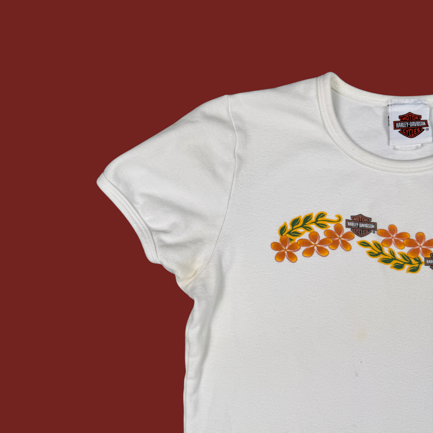 (L/XL) 90s Harley Davidson Hawaii Baby Tee