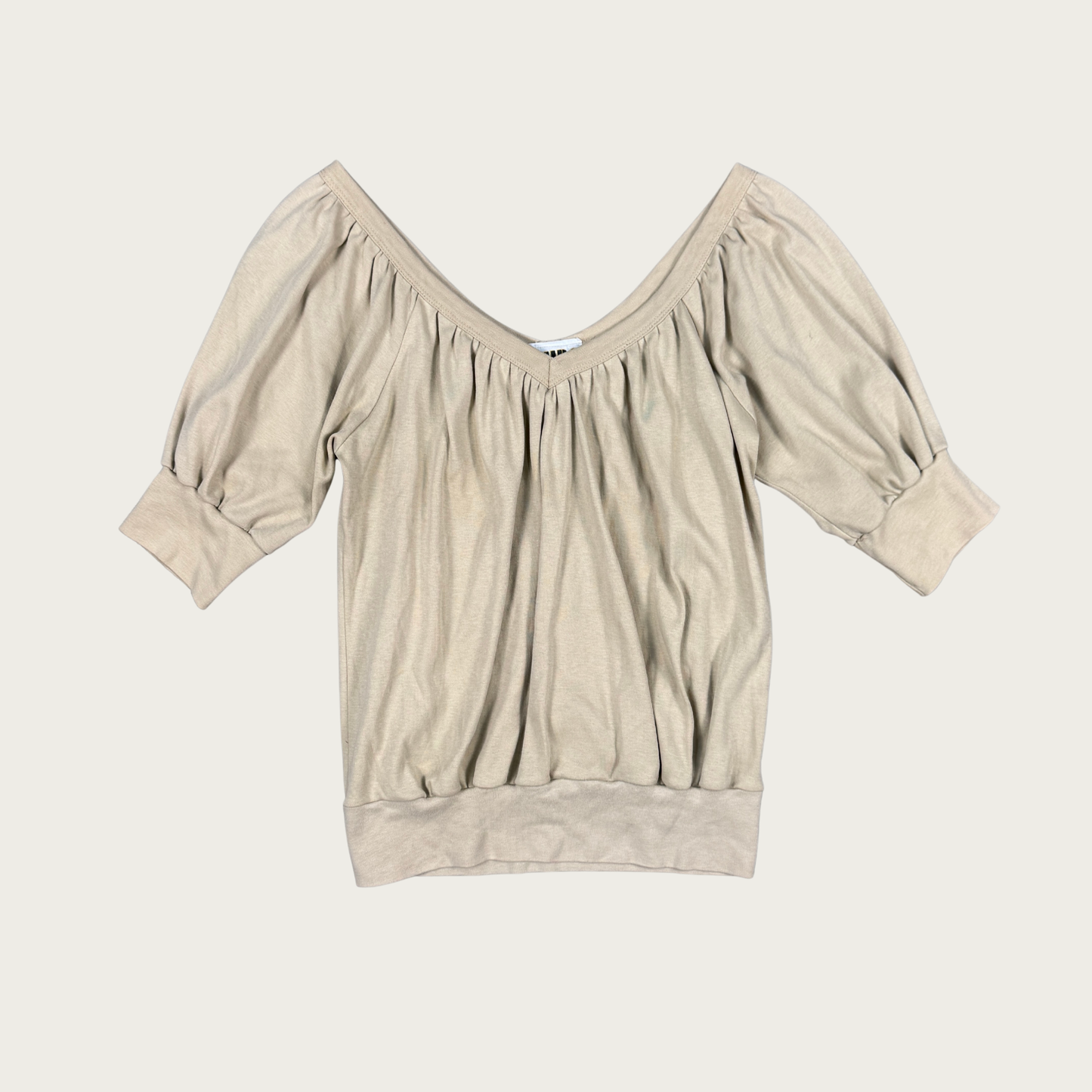 (S/M) 80s Beige Ruched Top