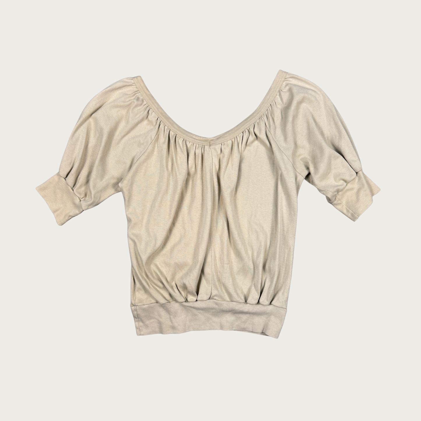 (S/M) 80s Beige Ruched Top