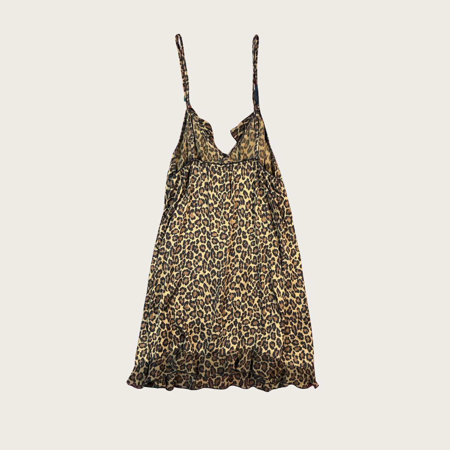 (S/M) Leopard Print Ruffle Slip Dress
