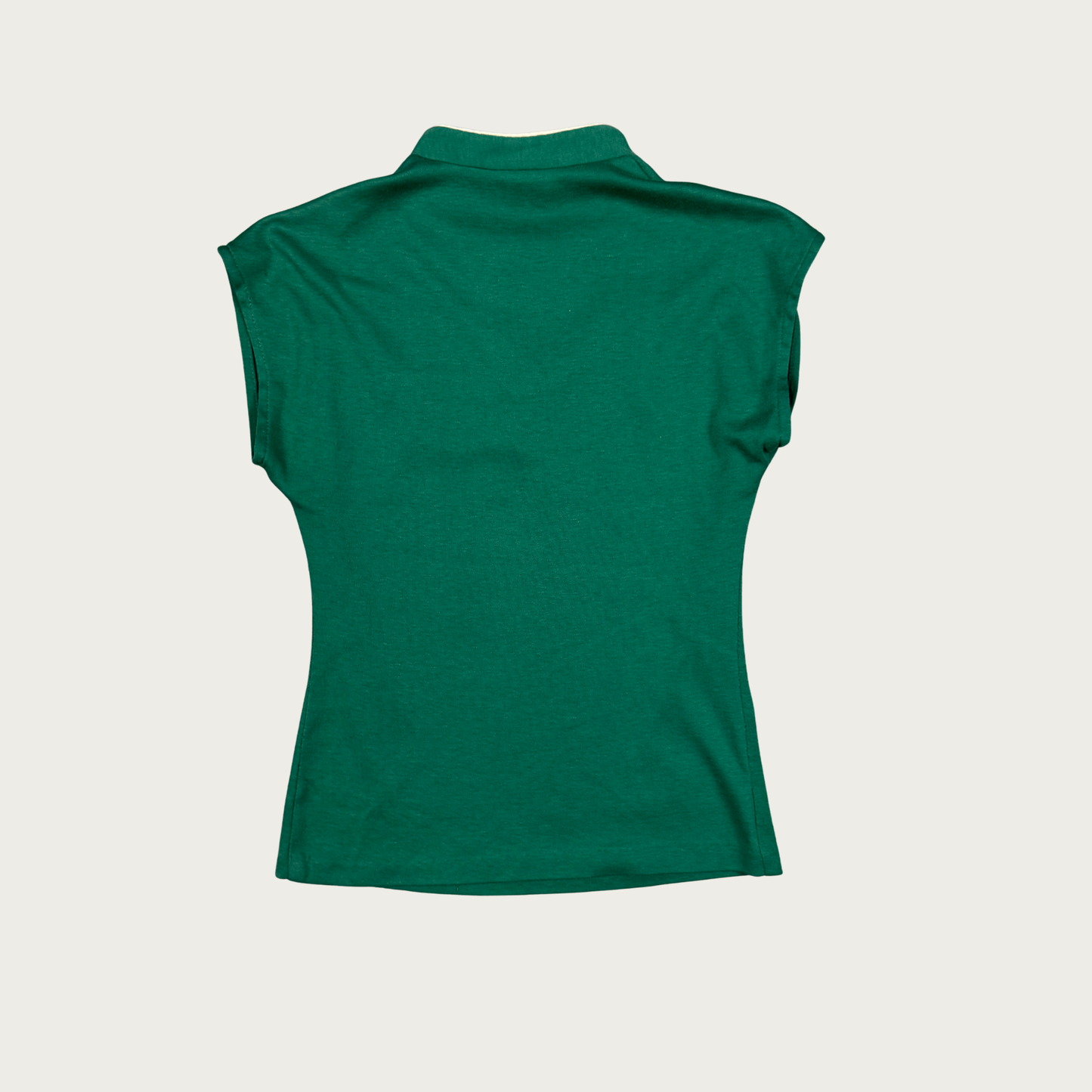 (S) 70s Green/Cream Polo Top