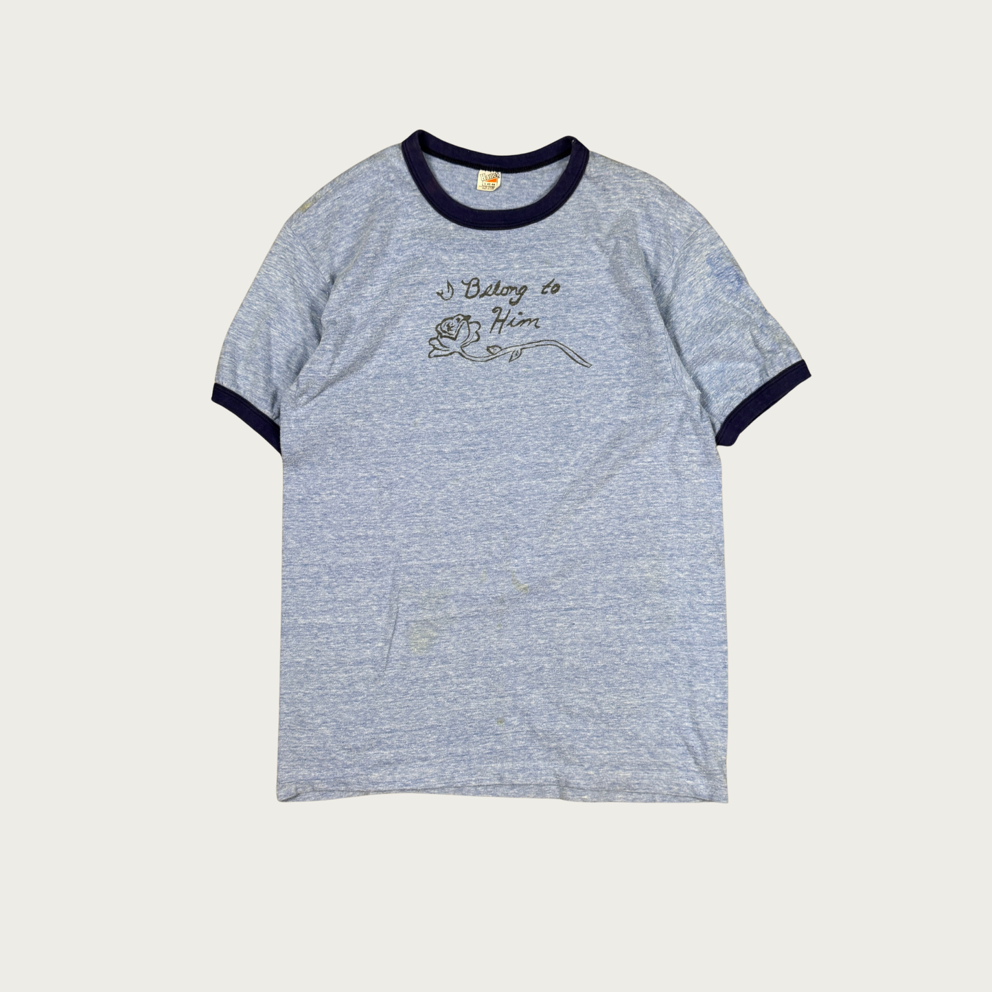 (M/L) 70s/80s "I Belong To Him" Rose Ringer Tee