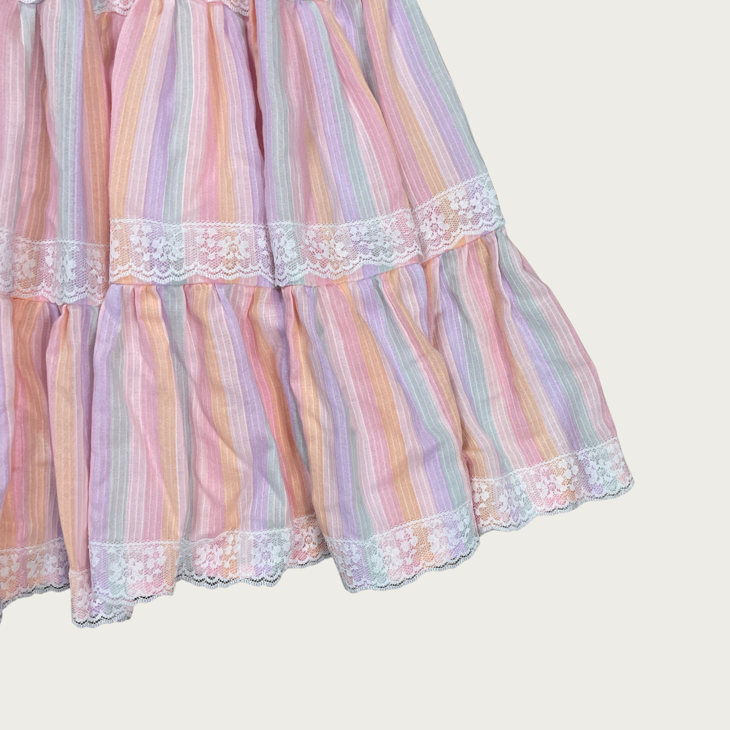 (S) Pastel Striped Tiered Circle Skirt