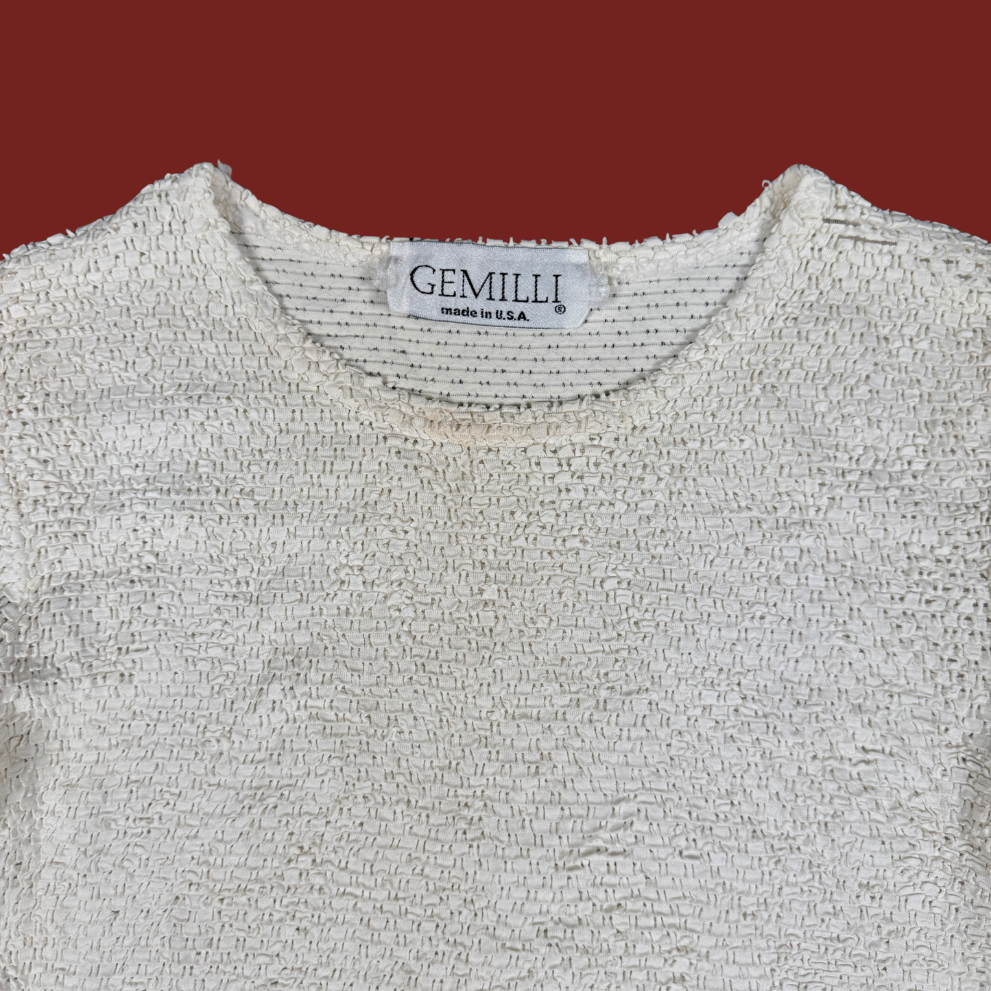 (S) 90s Cream Textured Baby Tee