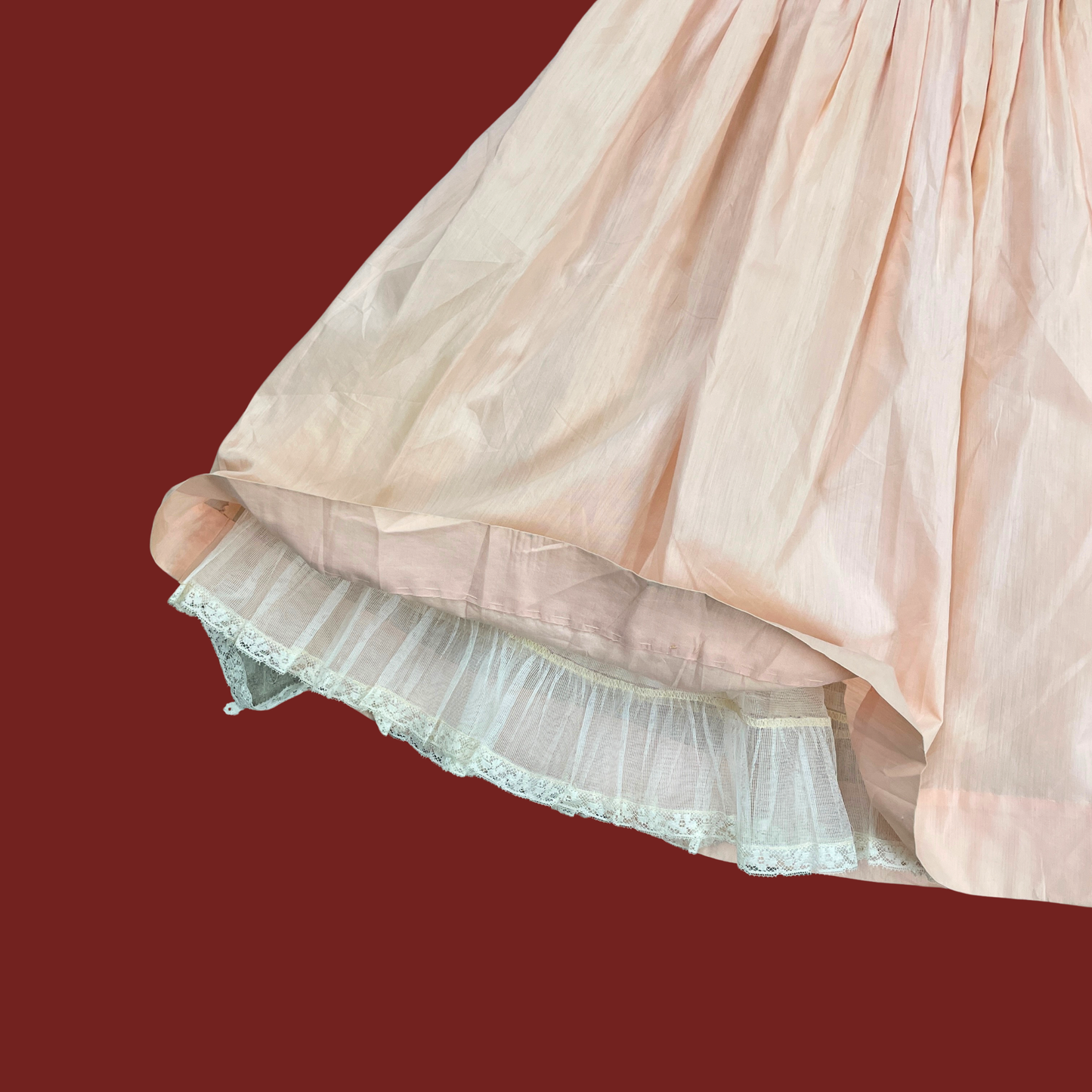 (S) Baby Pink Lace Trim Collared Mini Dress
